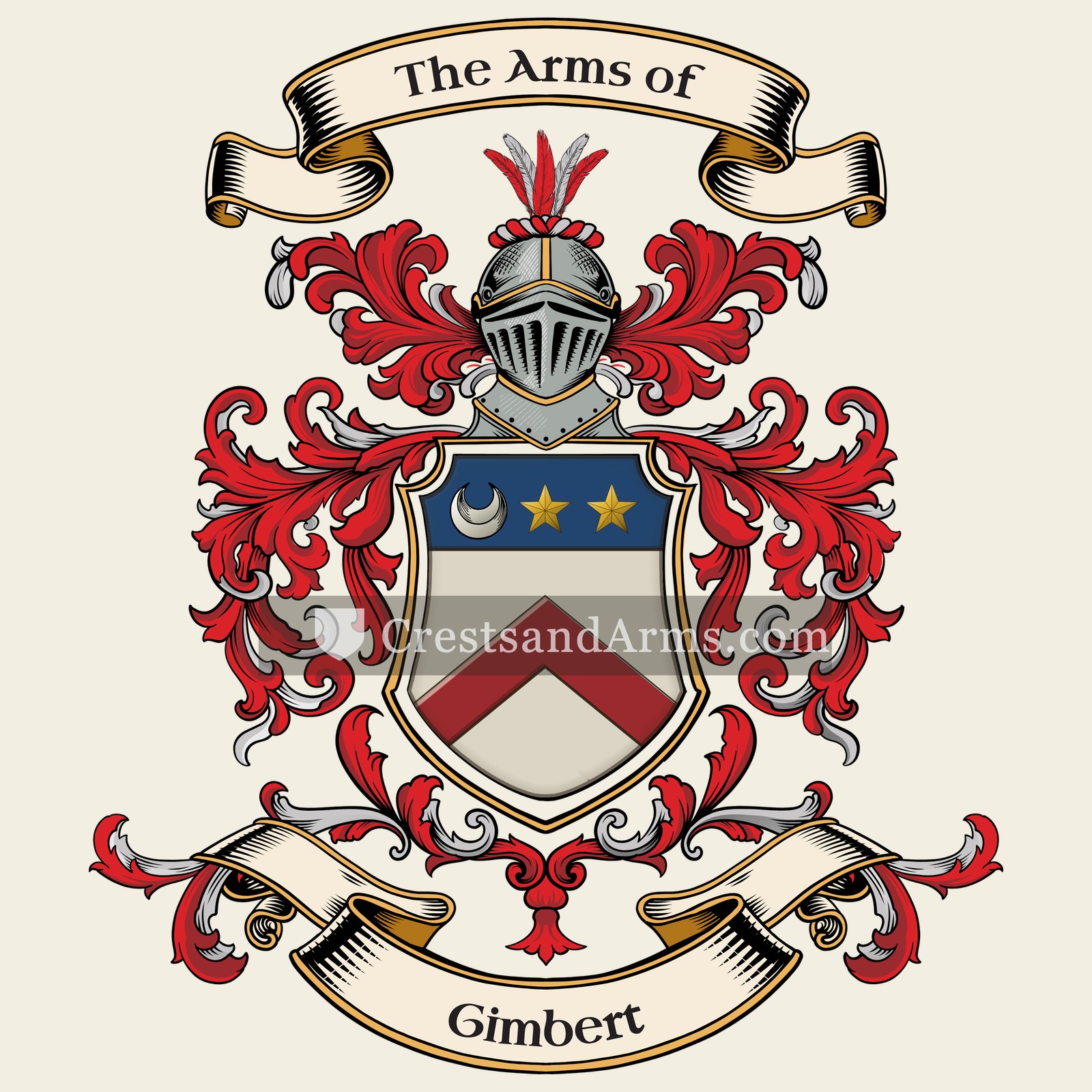 The Gimbert coat of arms, drawn from the recorded blazon