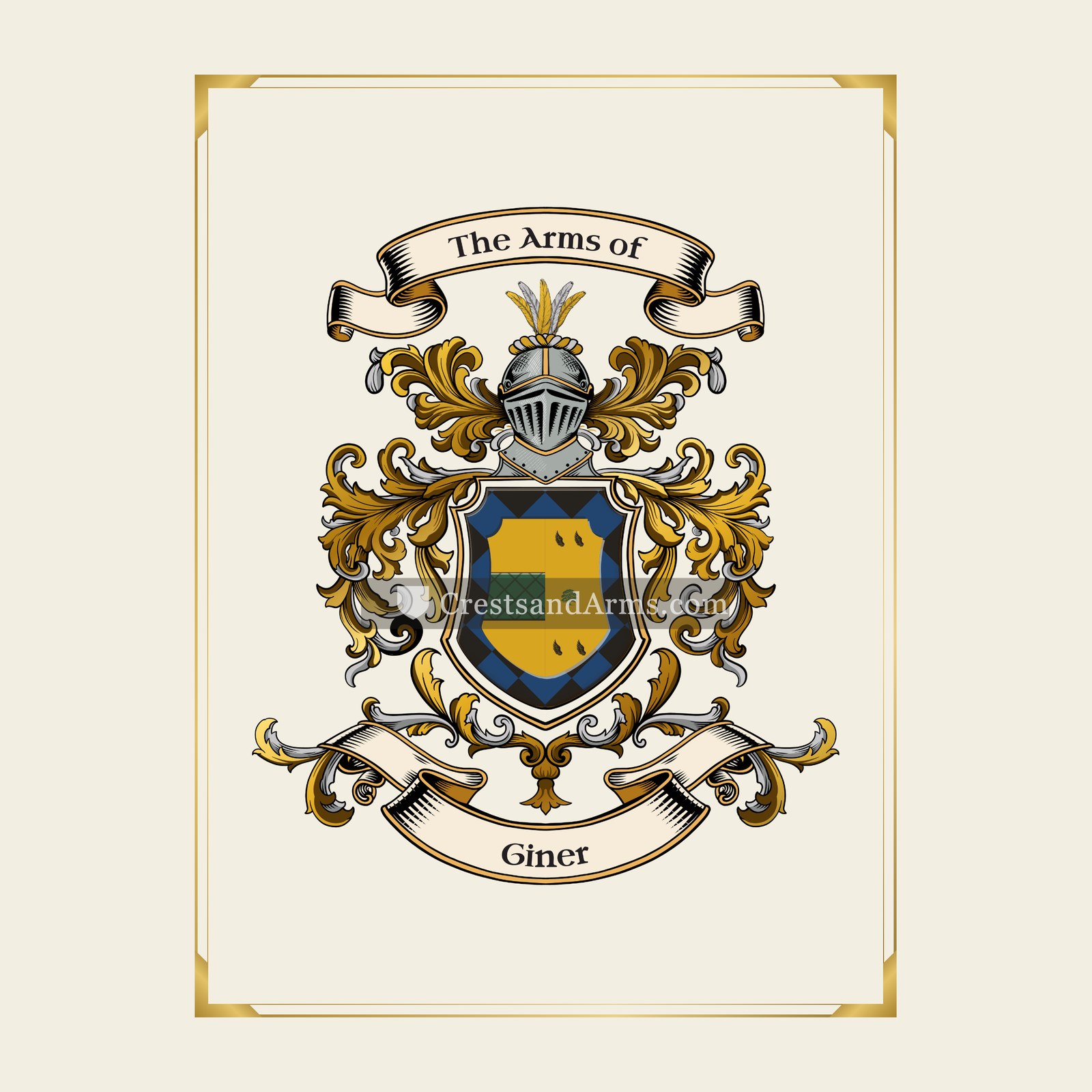 With gold border