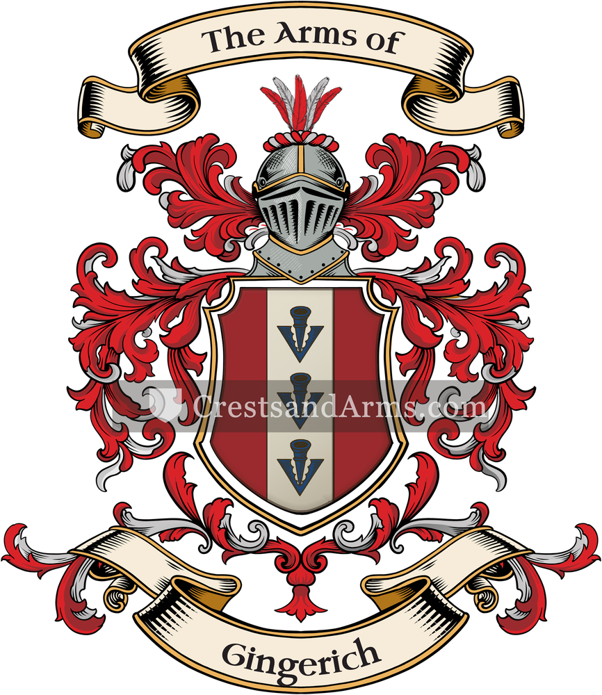 The Gingerich coat of arms, drawn from the recorded blazon