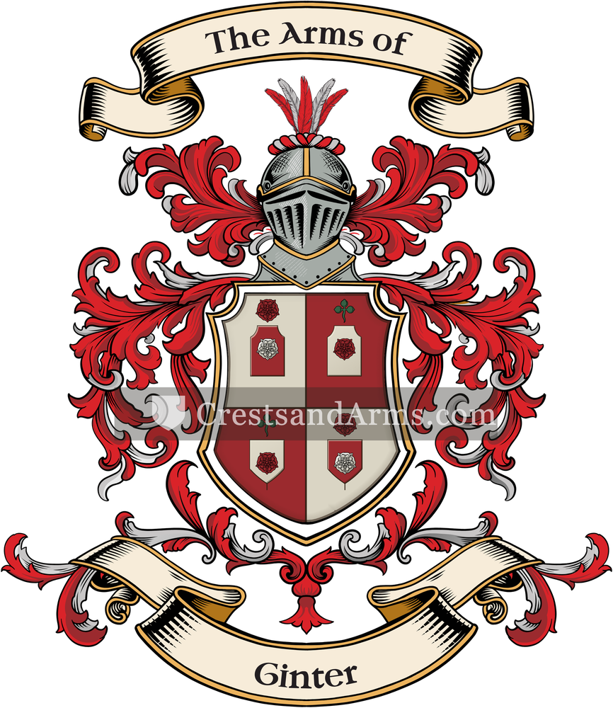 The Ginter coat of arms, drawn from the recorded blazon