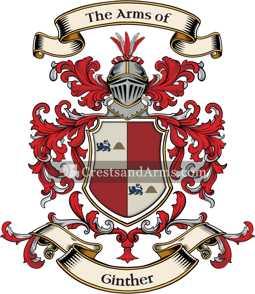 The Ginther coat of arms, drawn from the recorded blazon