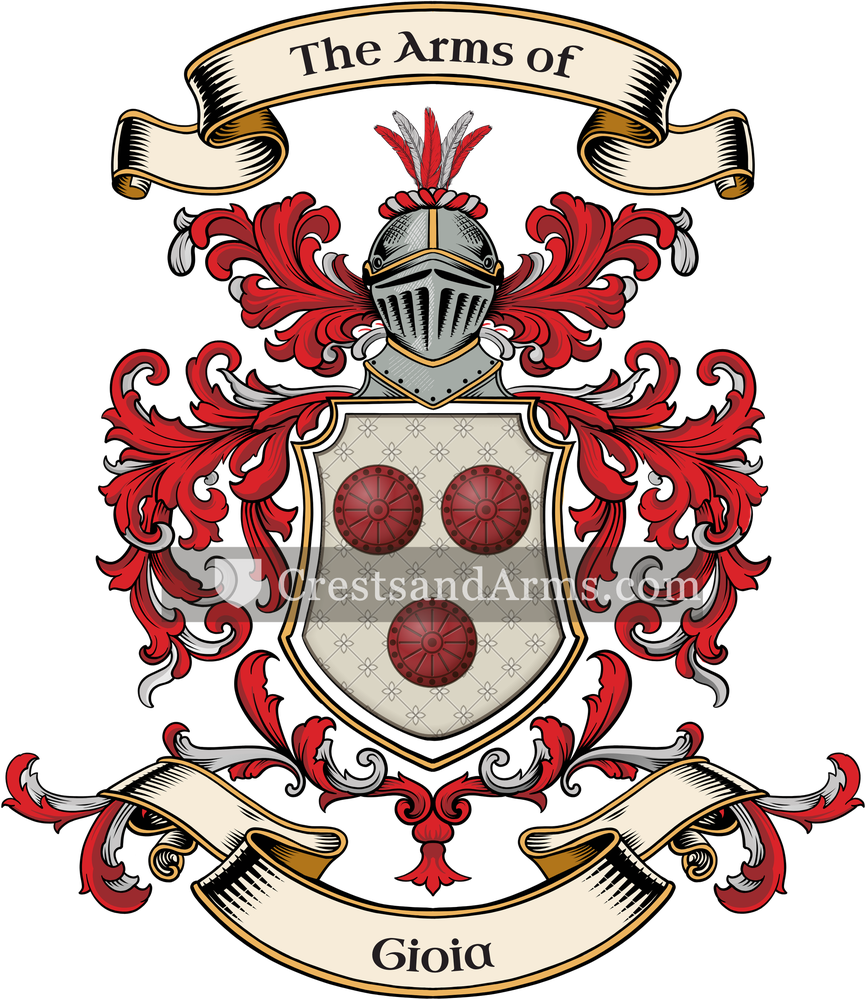 The Gioia coat of arms, drawn from the recorded blazon