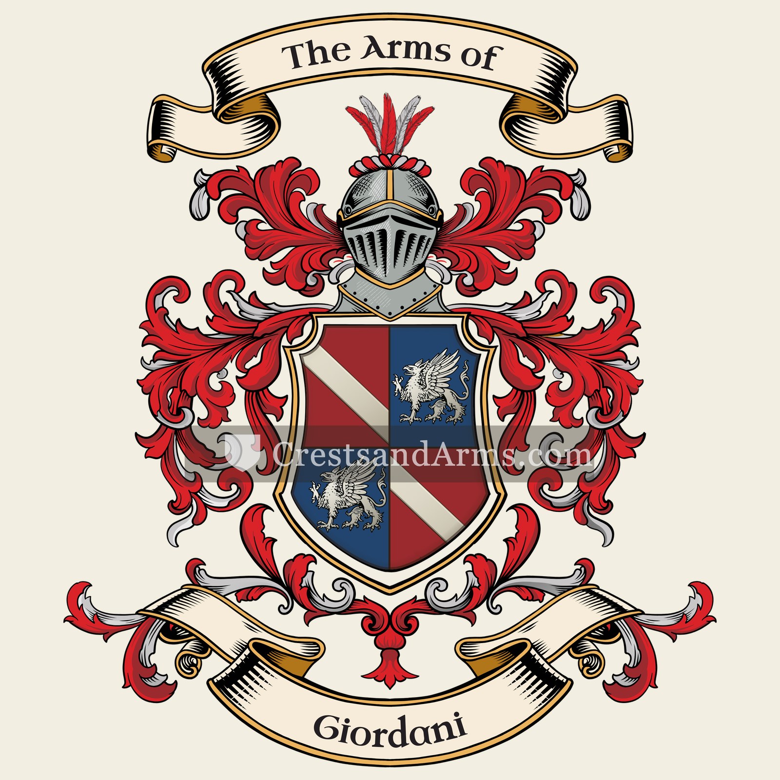 The Giordani coat of arms, drawn from the recorded blazon