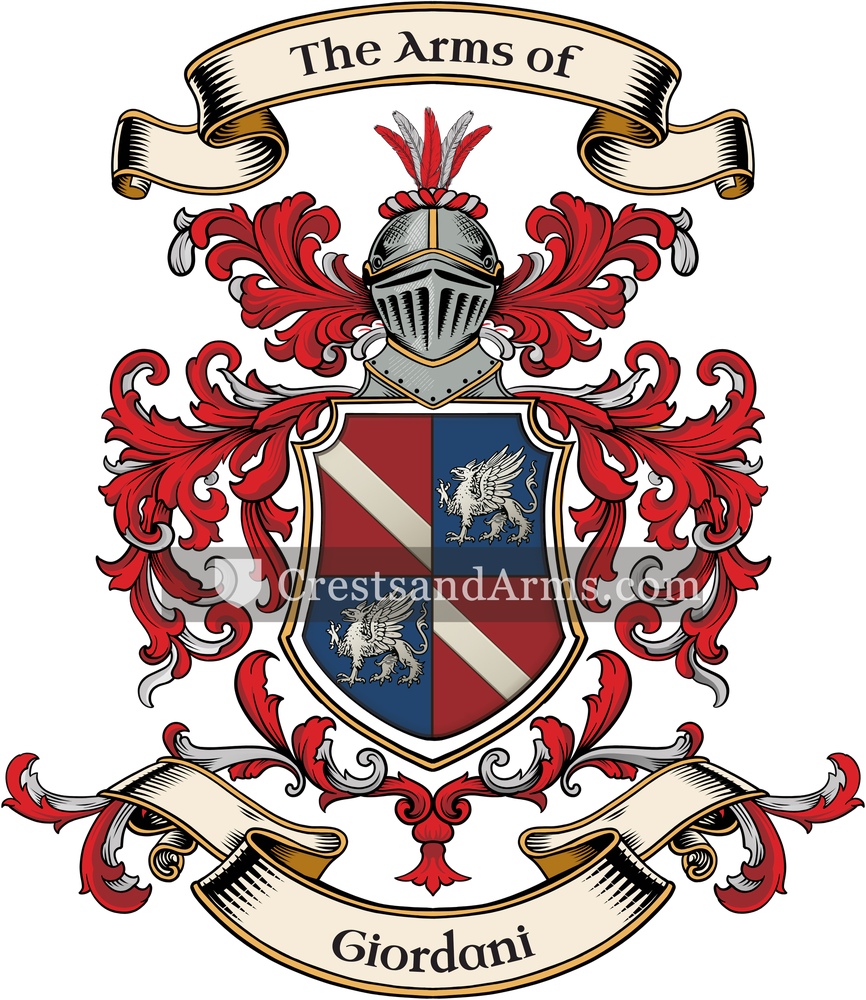 The Giordani coat of arms, drawn from the recorded blazon