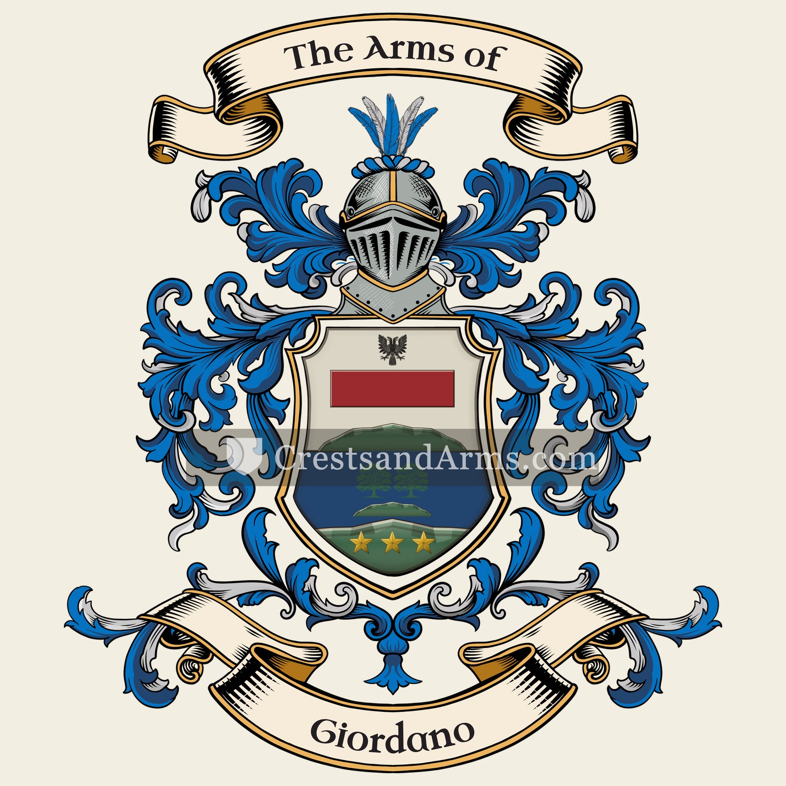 The Giordano coat of arms, drawn from the recorded blazon