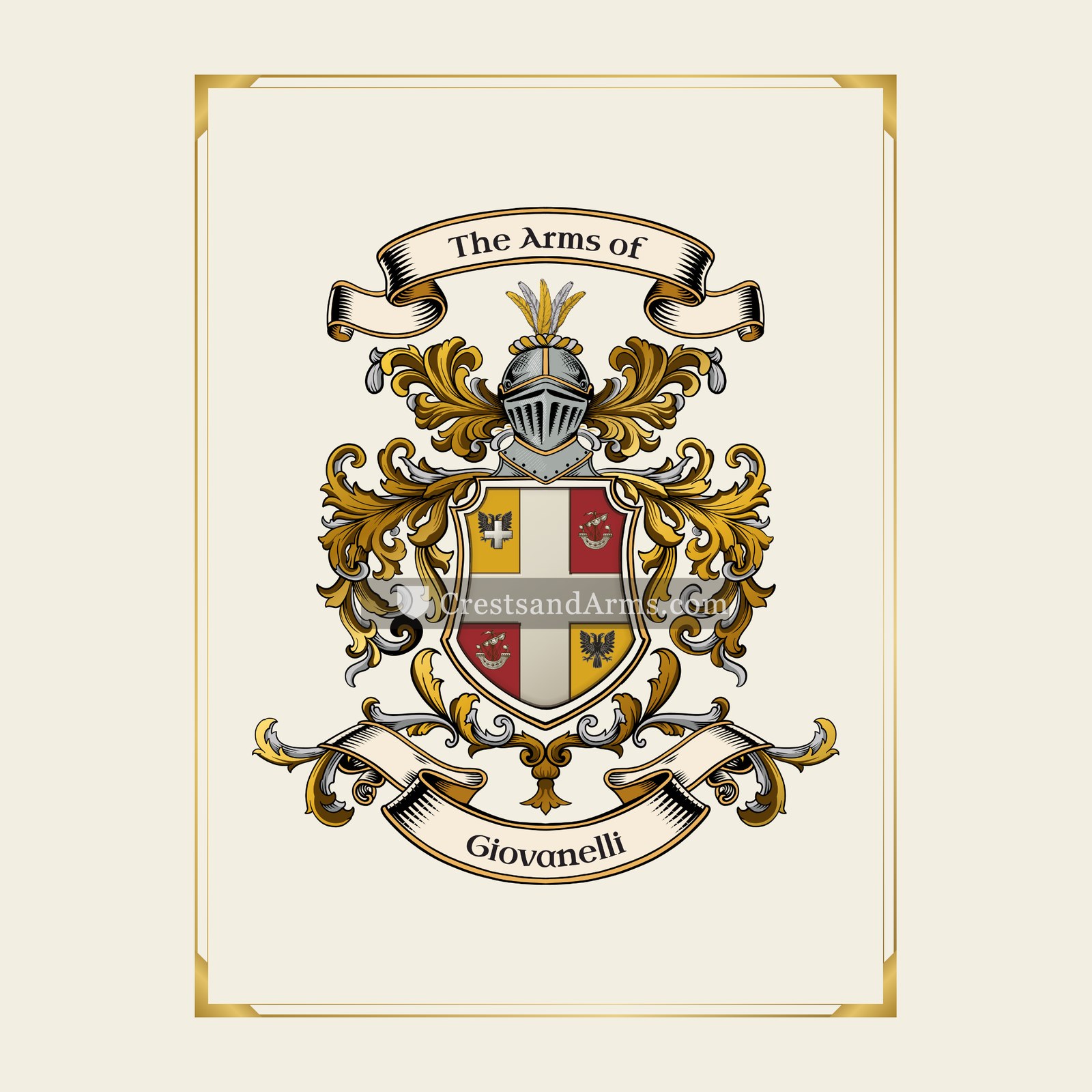 With gold border