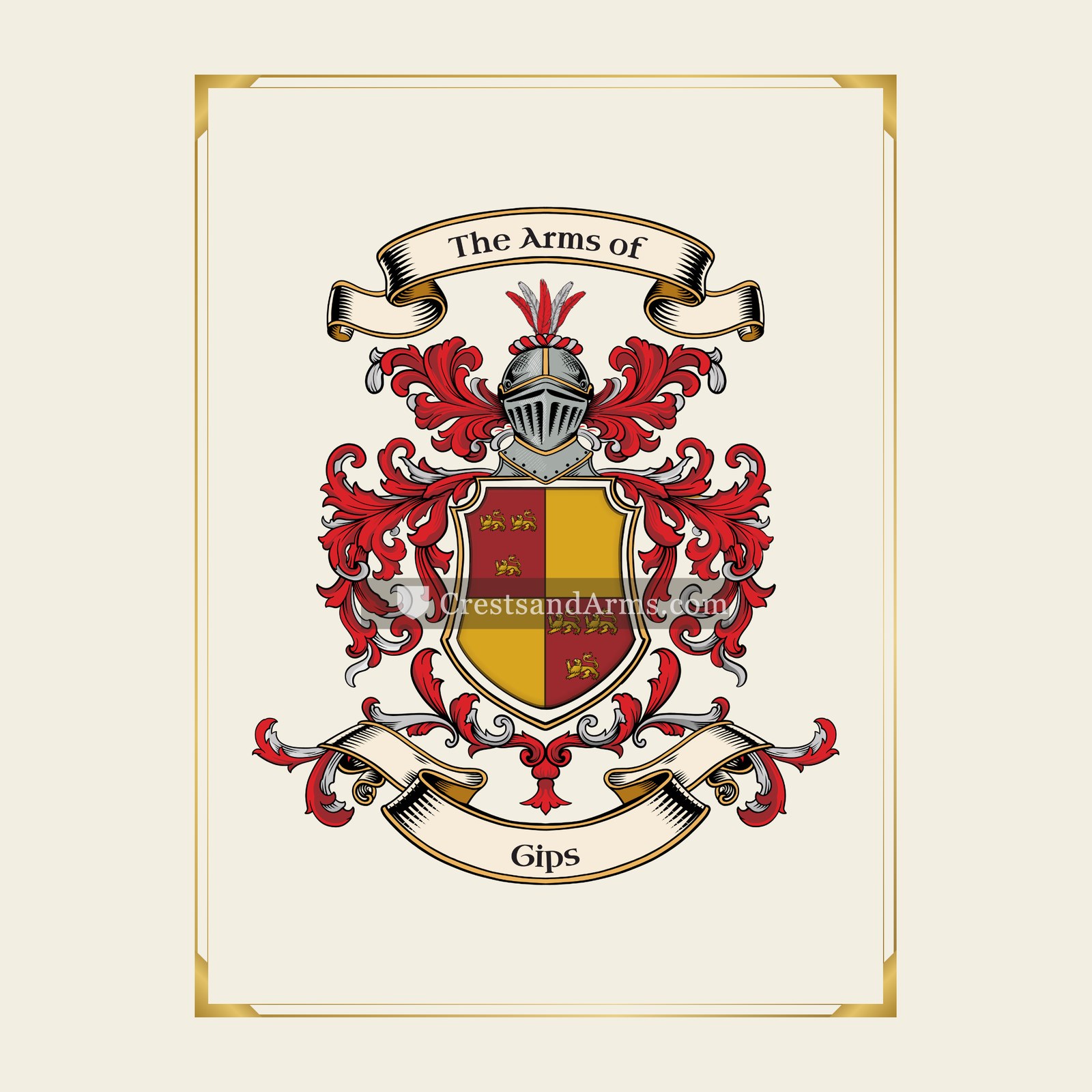 With gold border