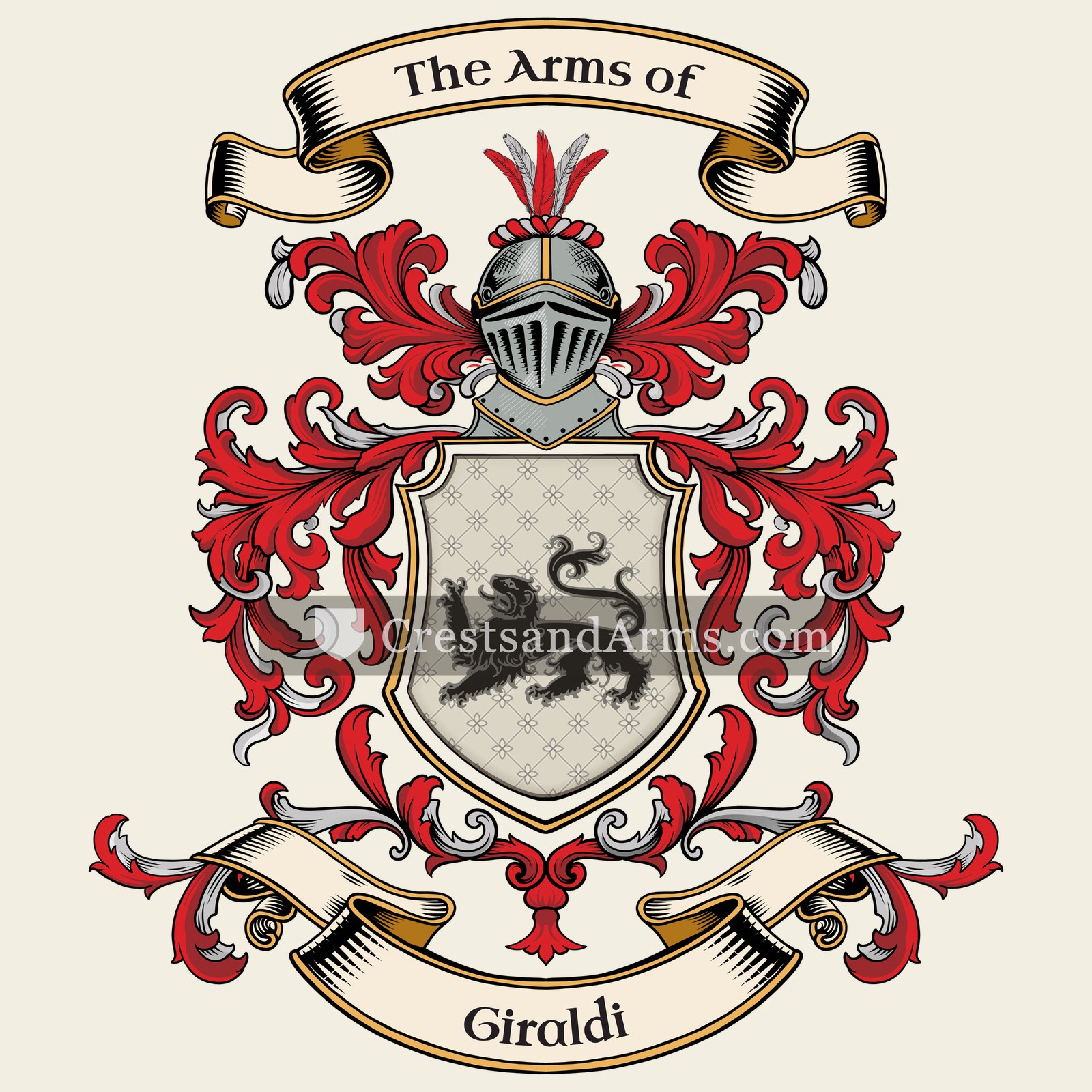 The Giraldi coat of arms, drawn from the recorded blazon