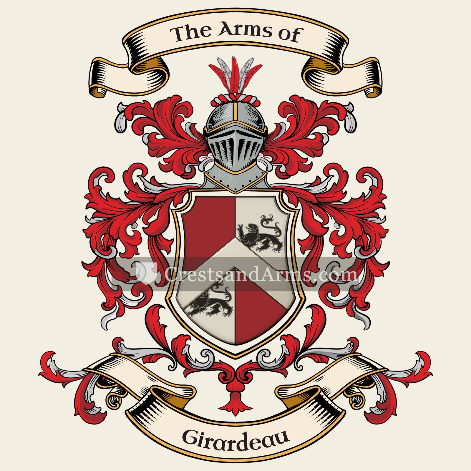 The Girardeau coat of arms, drawn from the recorded blazon