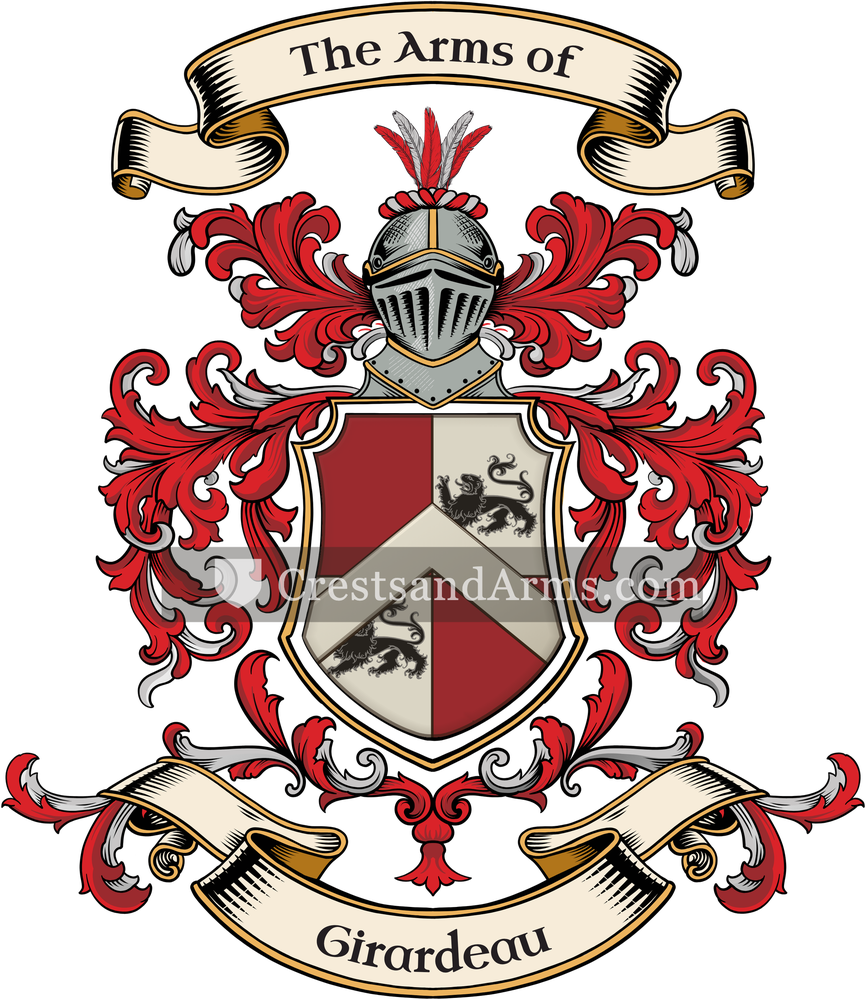 The Girardeau coat of arms, drawn from the recorded blazon