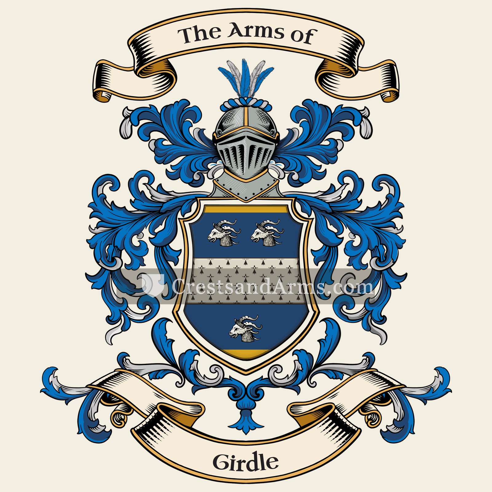 The Girdle coat of arms, drawn from the recorded blazon