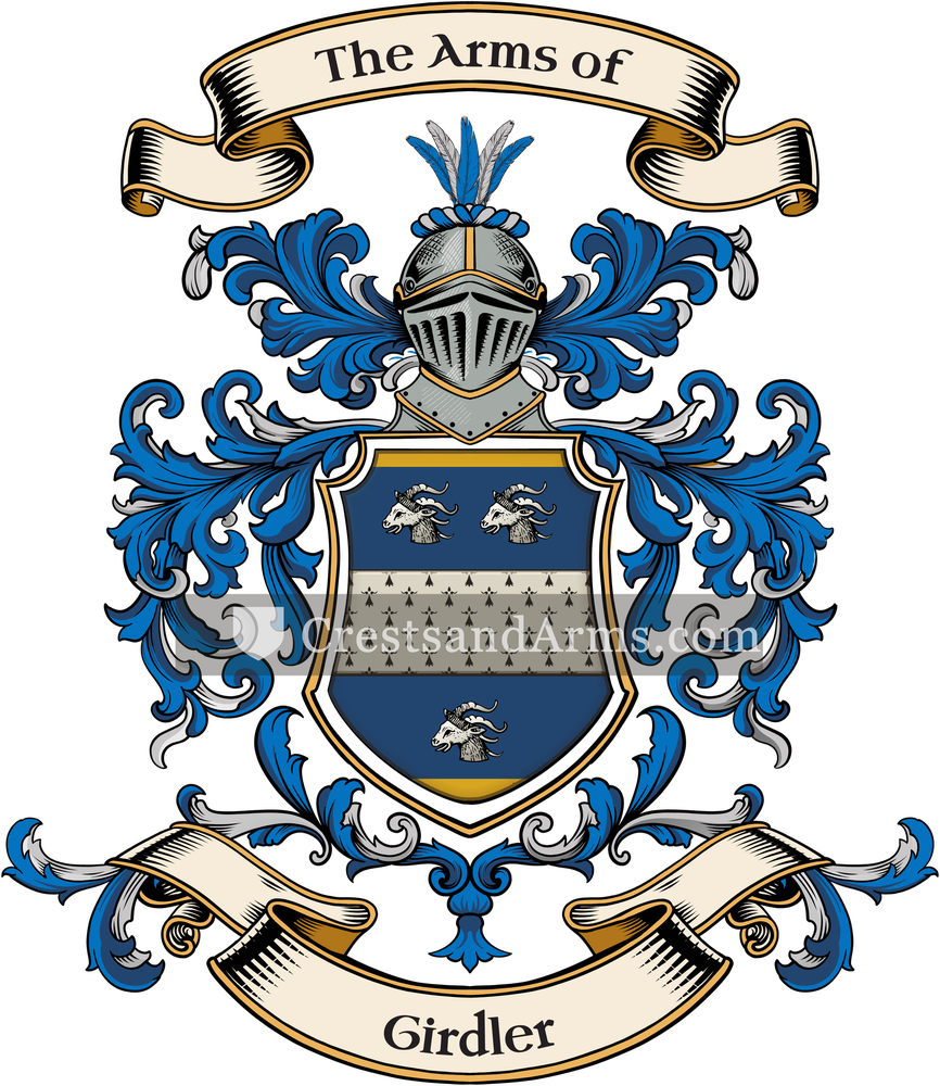 The Girdler coat of arms, drawn from the recorded blazon