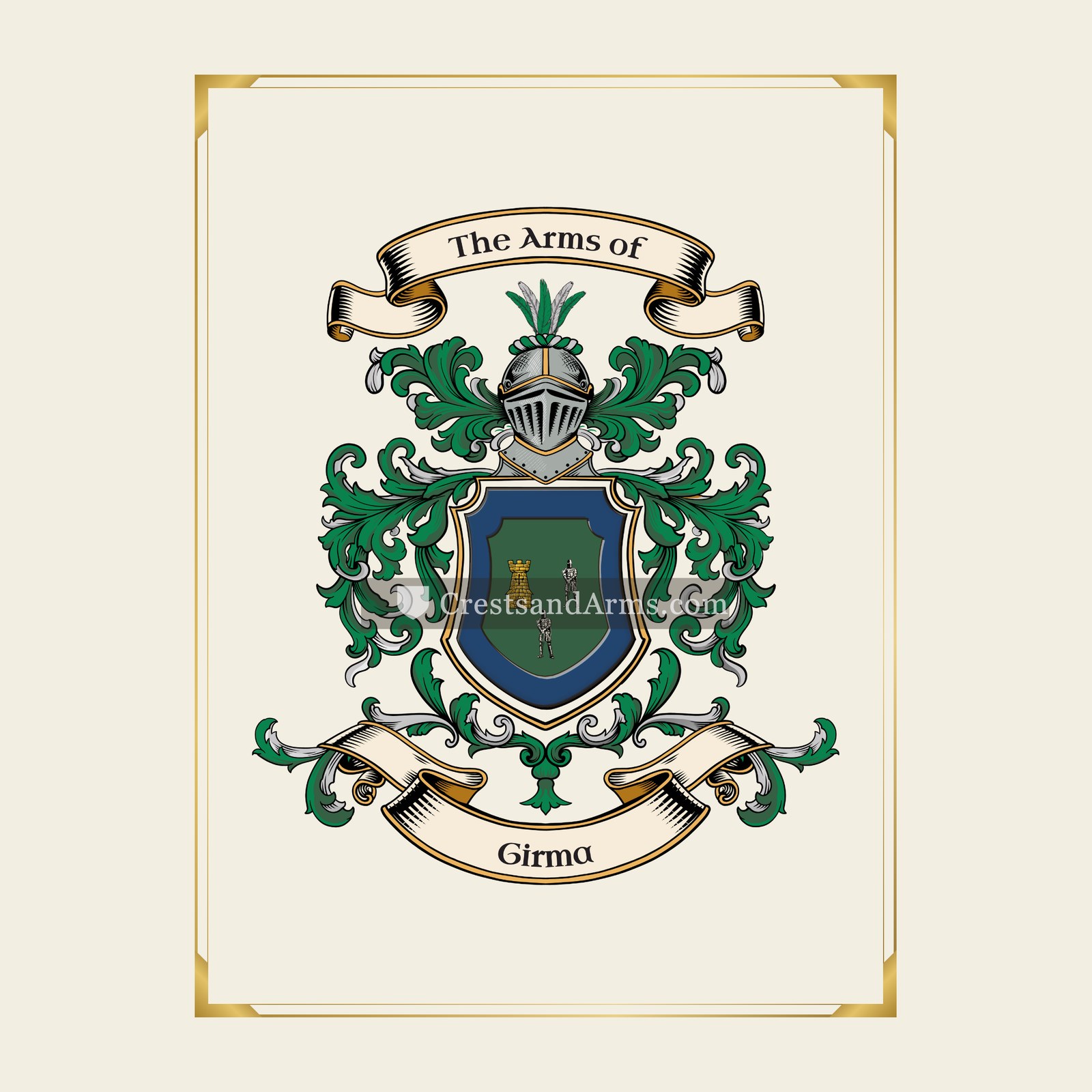 With gold border