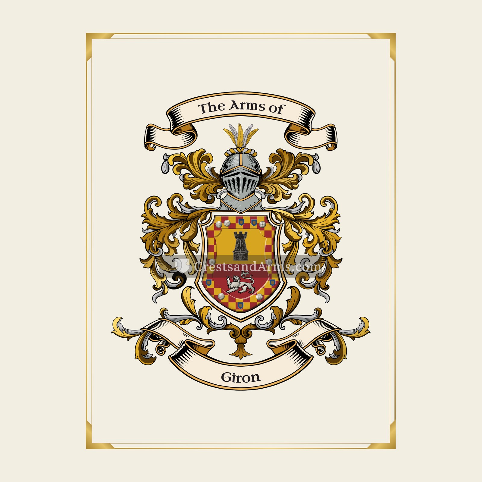 With gold border