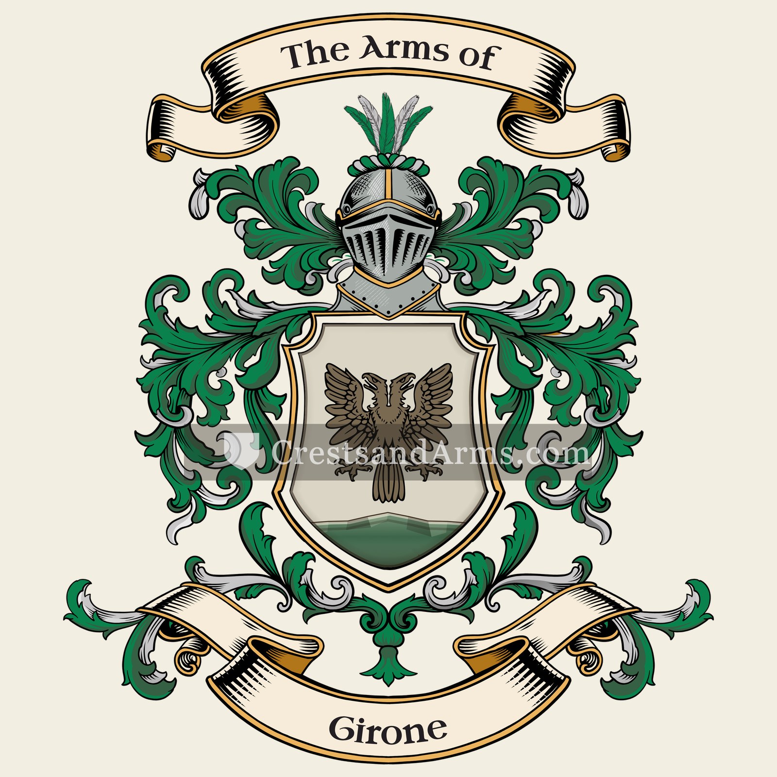 The Girone coat of arms, drawn from the recorded blazon