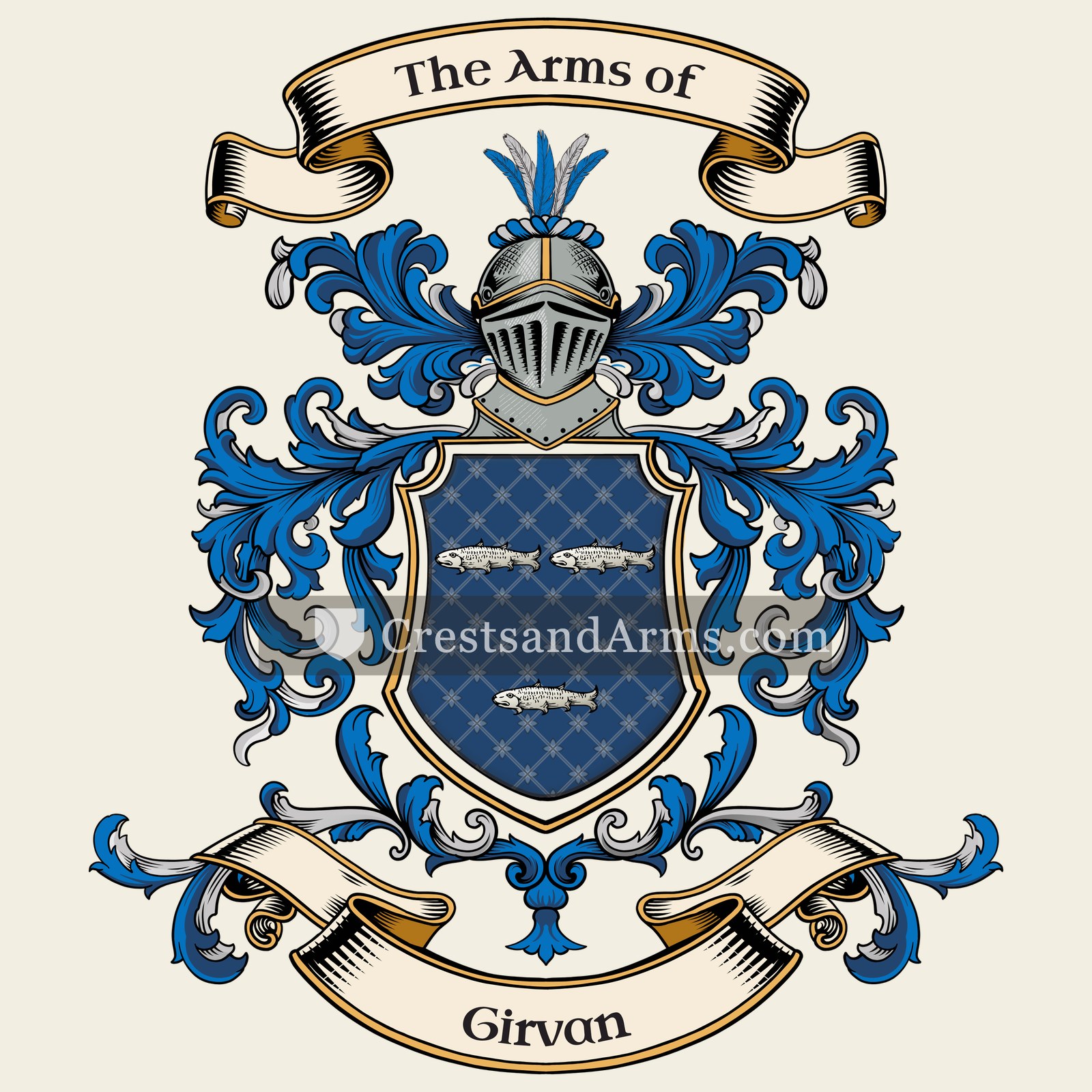 The Girvan coat of arms, drawn from the recorded blazon