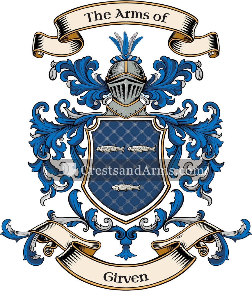The Girven coat of arms, drawn from the recorded blazon