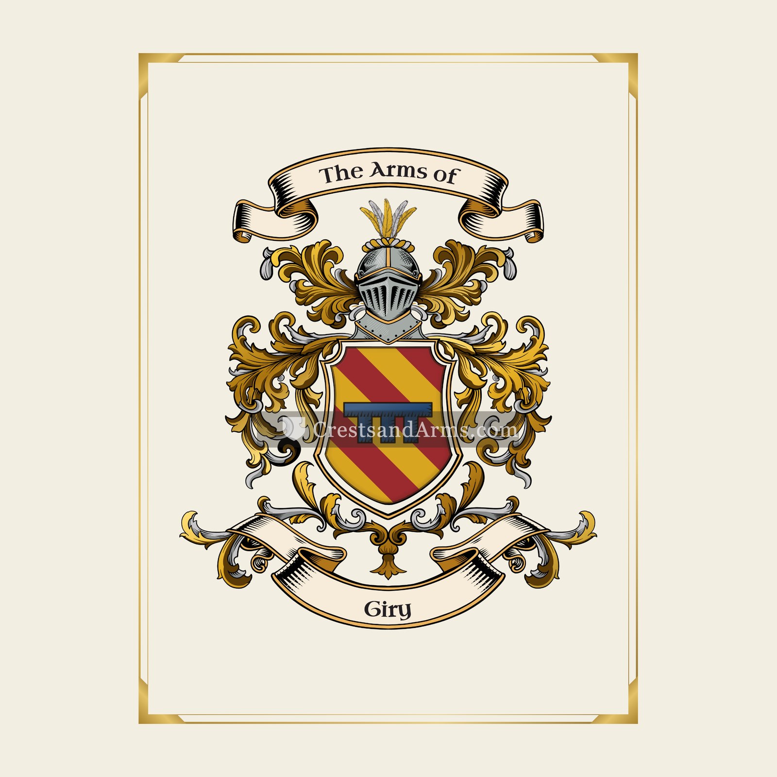 With gold border