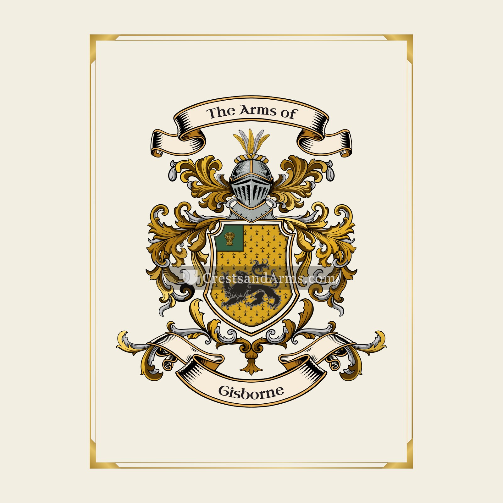 With gold border