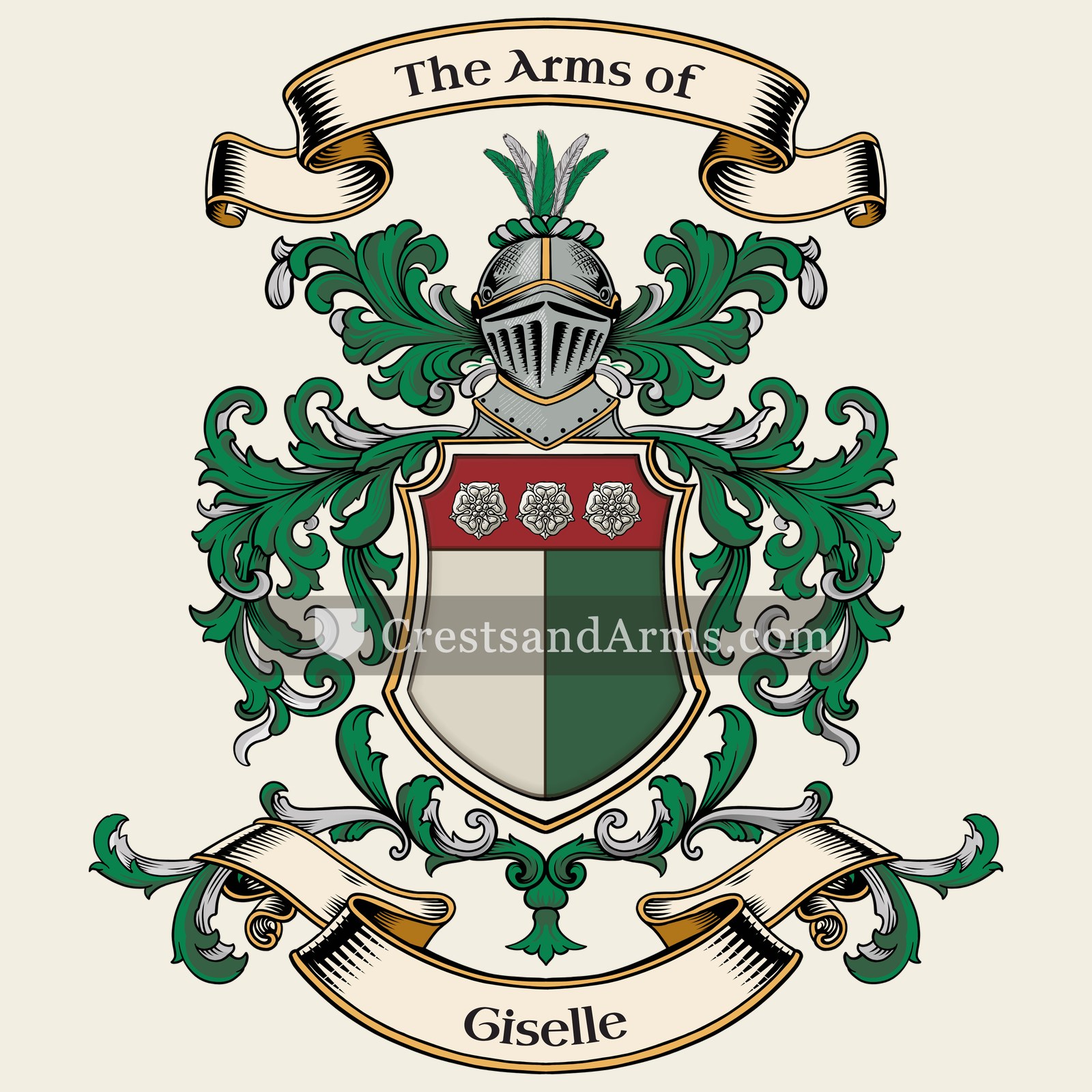 The Giselle coat of arms, drawn from the recorded blazon
