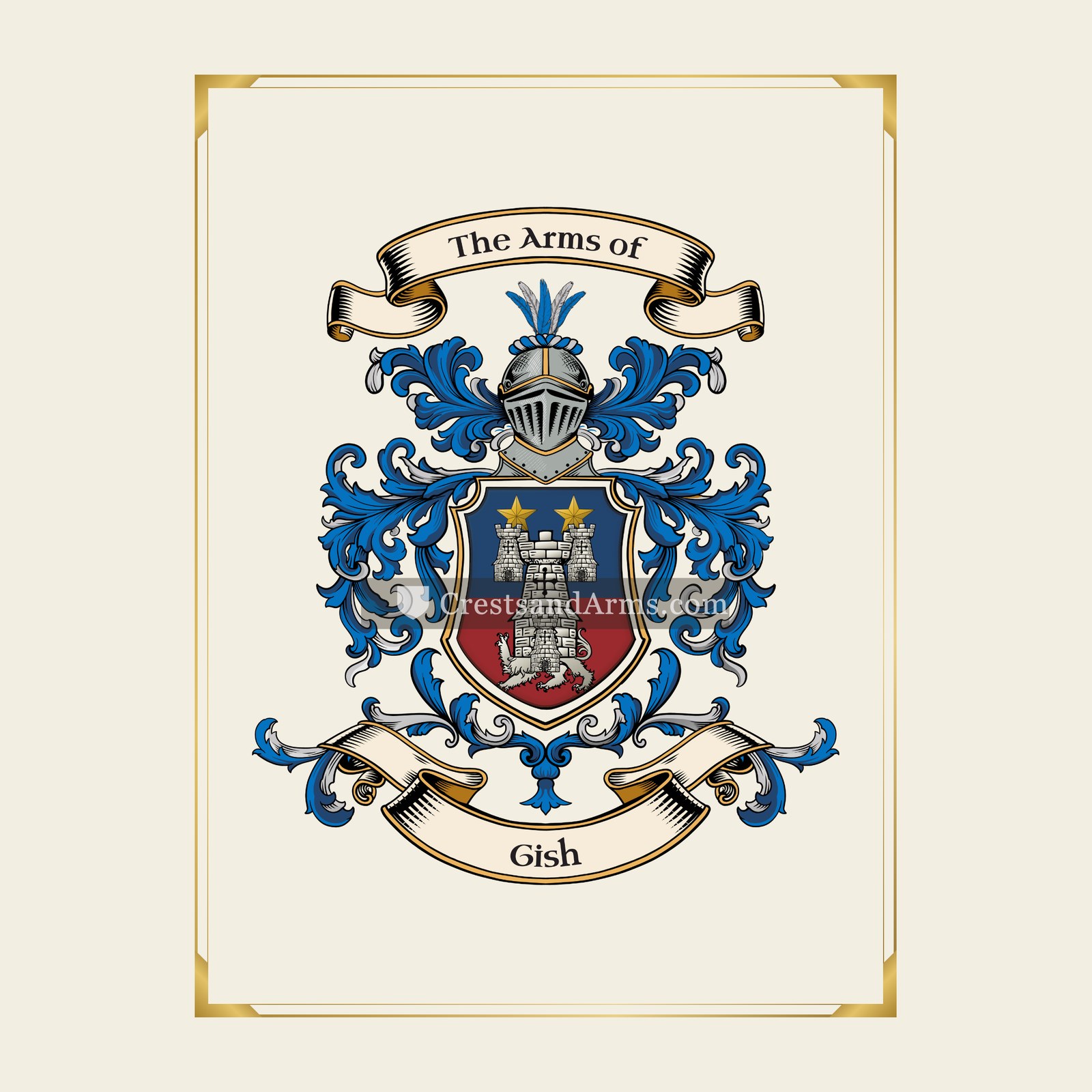 With gold border