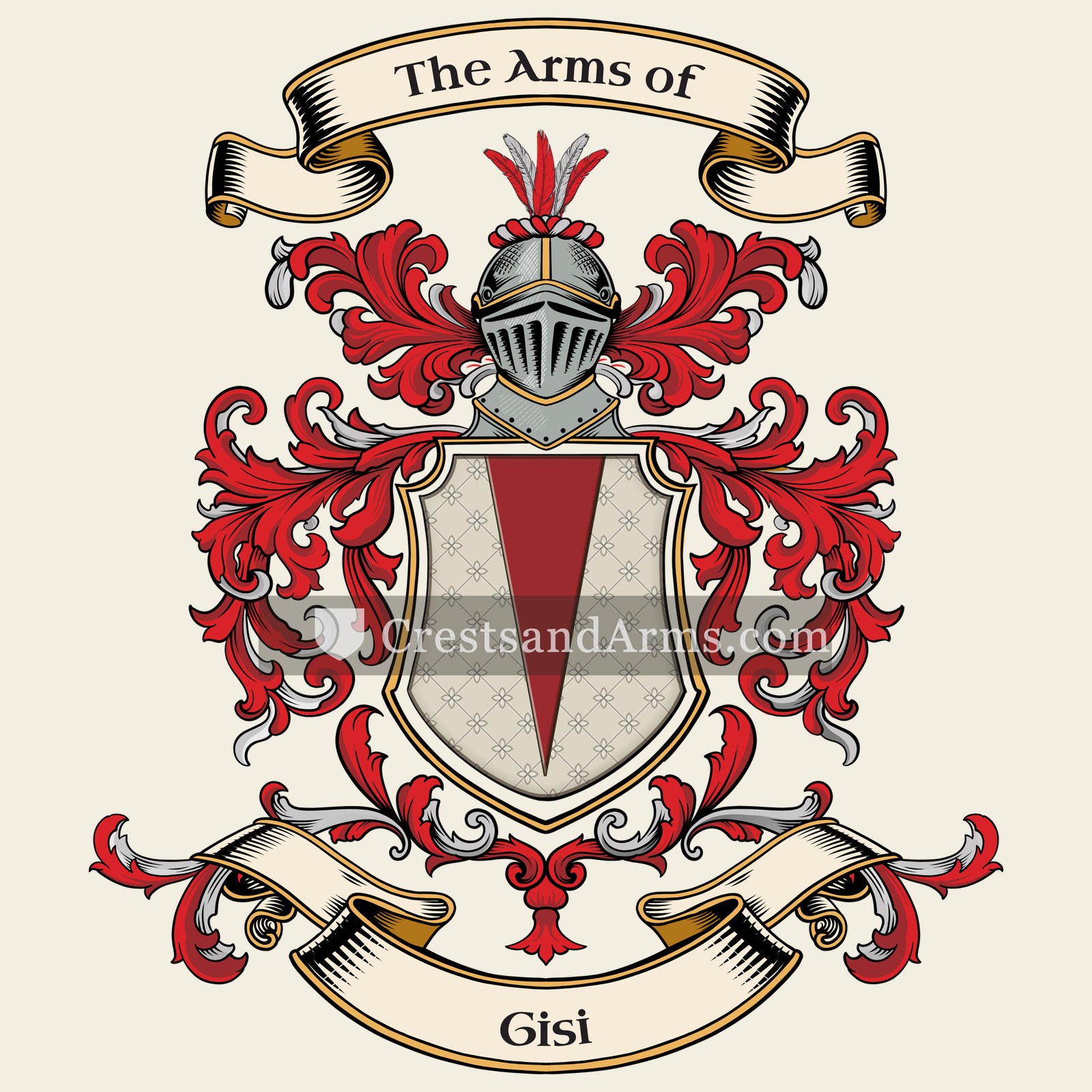 The Gisi coat of arms, drawn from the recorded blazon