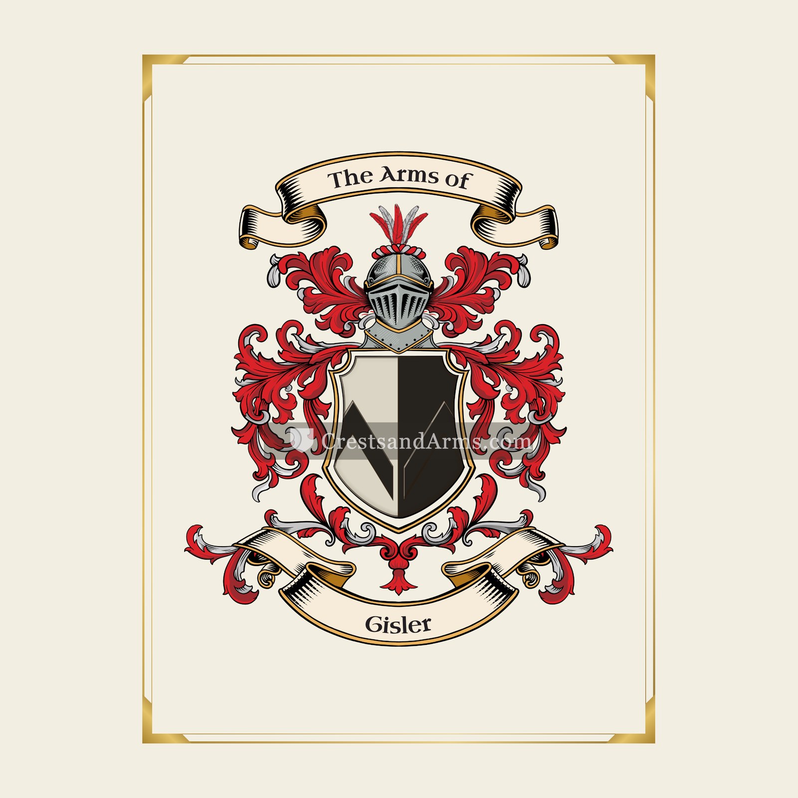 With gold border