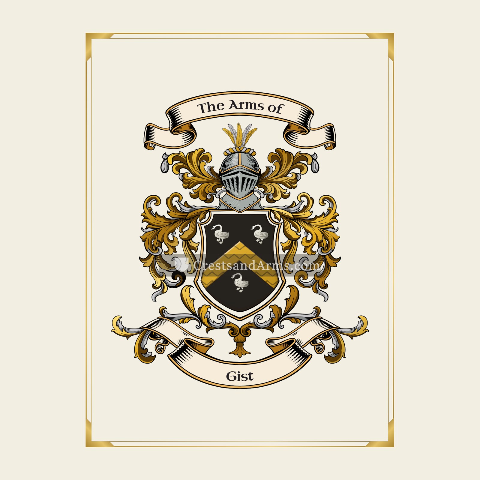 With gold border