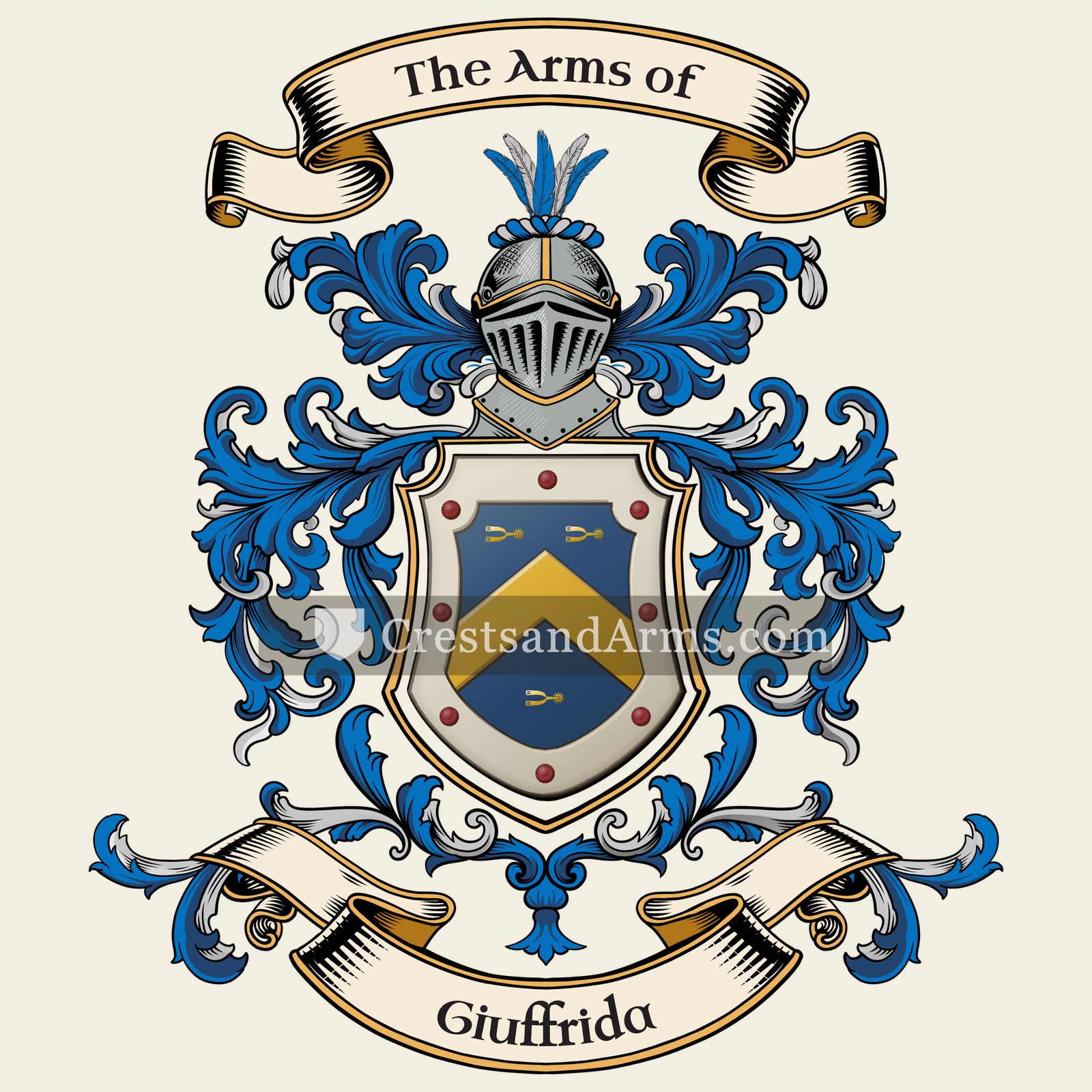 The Giuffrida coat of arms, drawn from the recorded blazon