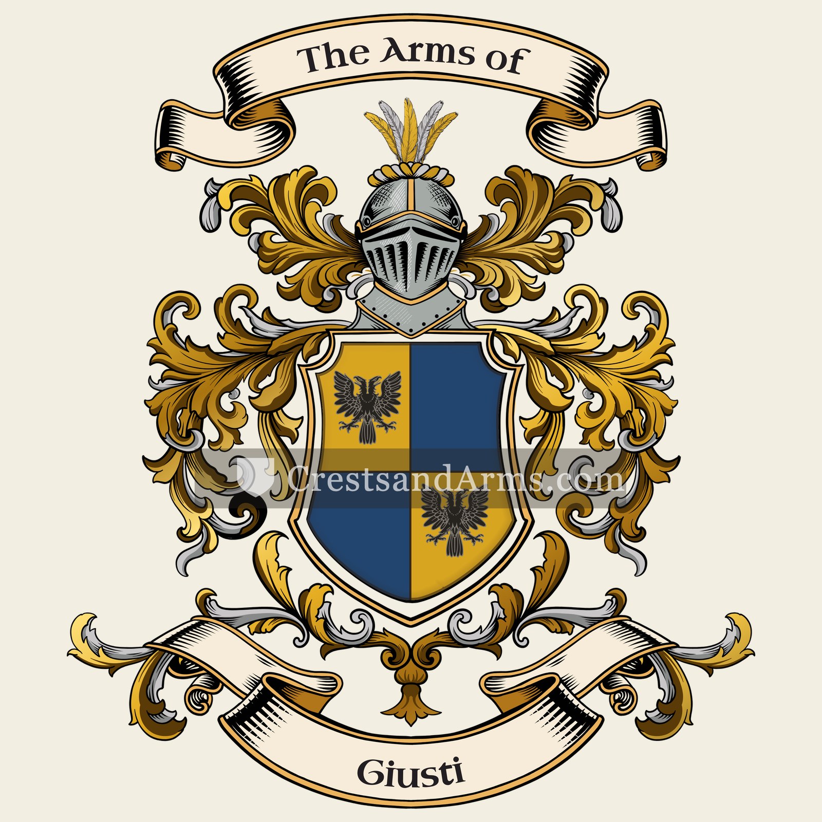 The Giusti coat of arms, drawn from the recorded blazon