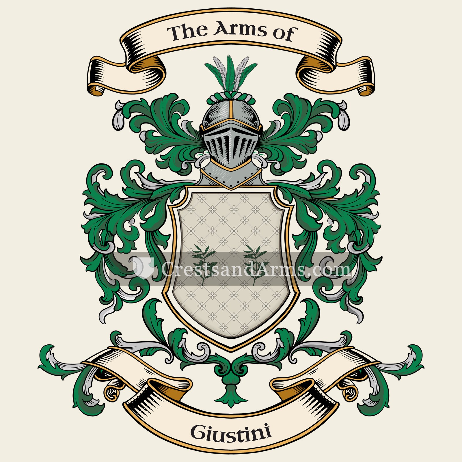The Giustini coat of arms, drawn from the recorded blazon