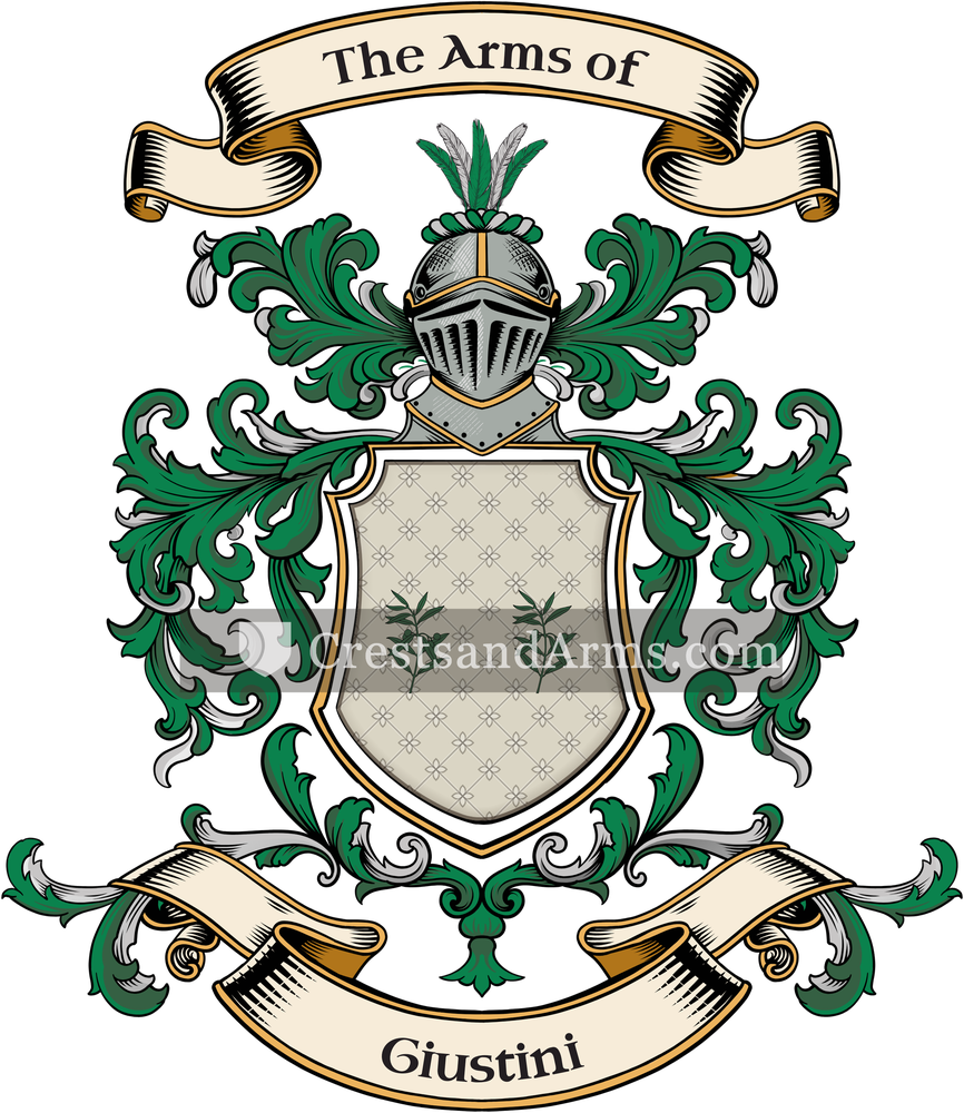 The Giustini coat of arms, drawn from the recorded blazon
