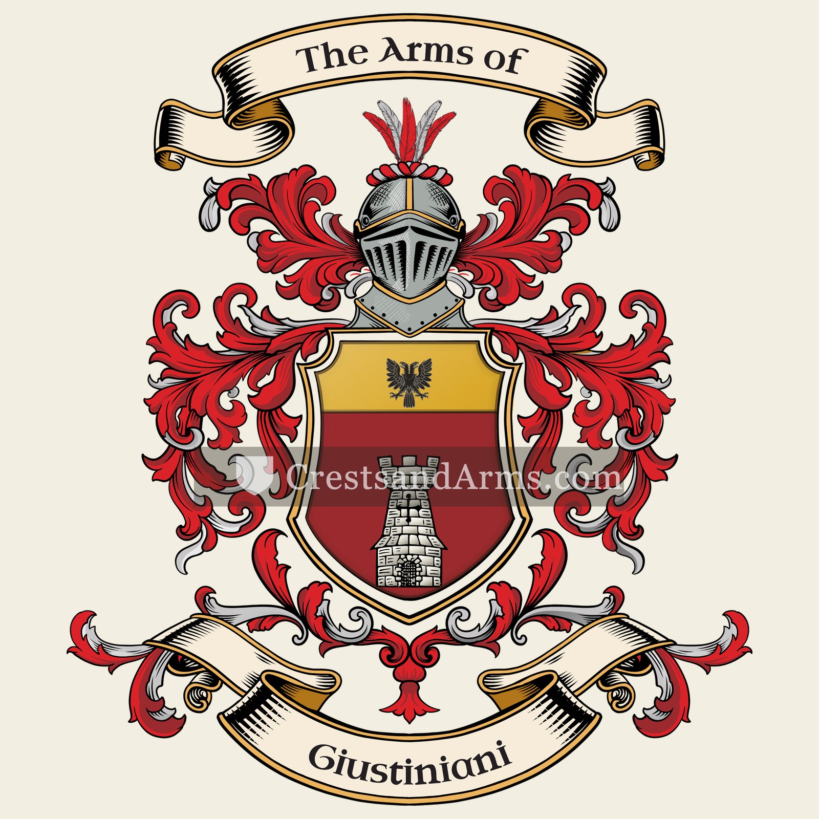The Giustiniani coat of arms, drawn from the recorded blazon