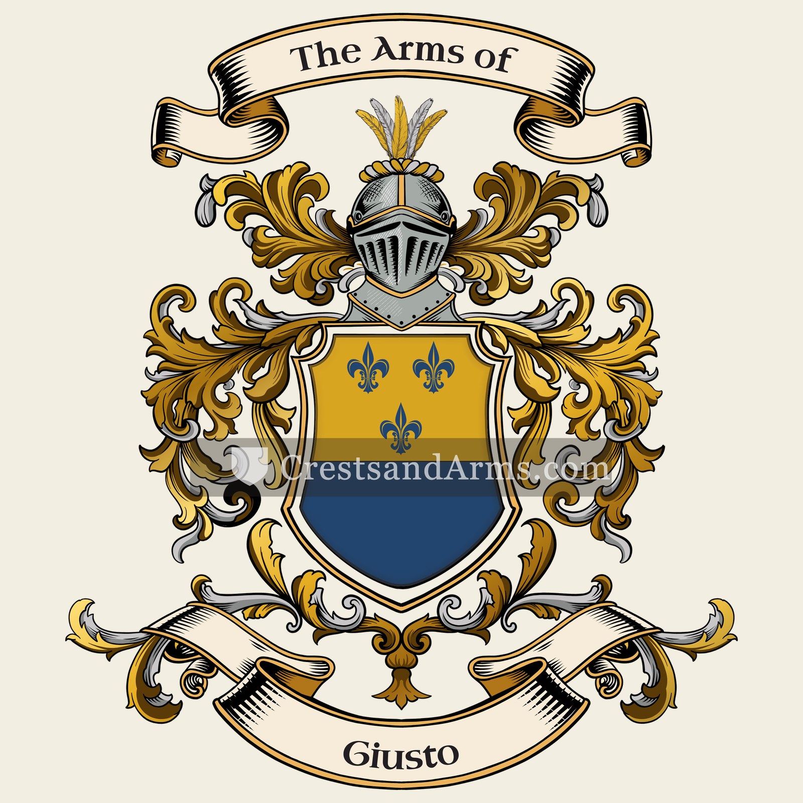 The Giusto coat of arms, drawn from the recorded blazon