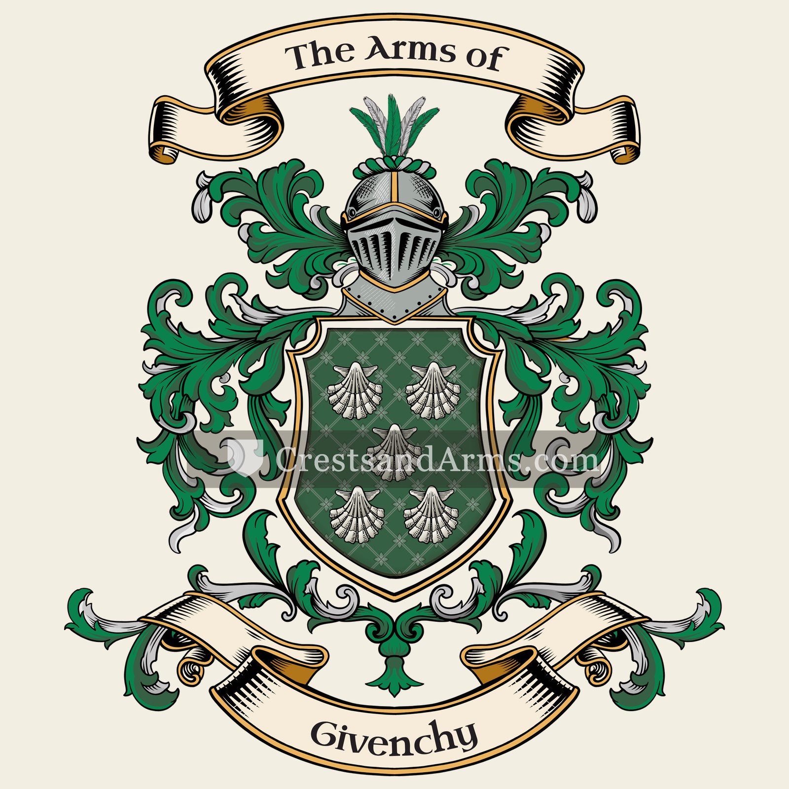 The Givenchy coat of arms, drawn from the recorded blazon