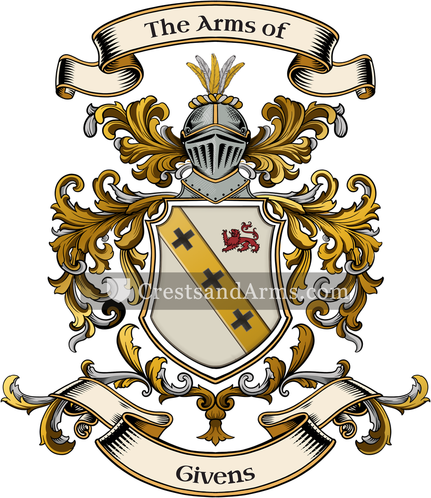 The Givens coat of arms, drawn from the recorded blazon