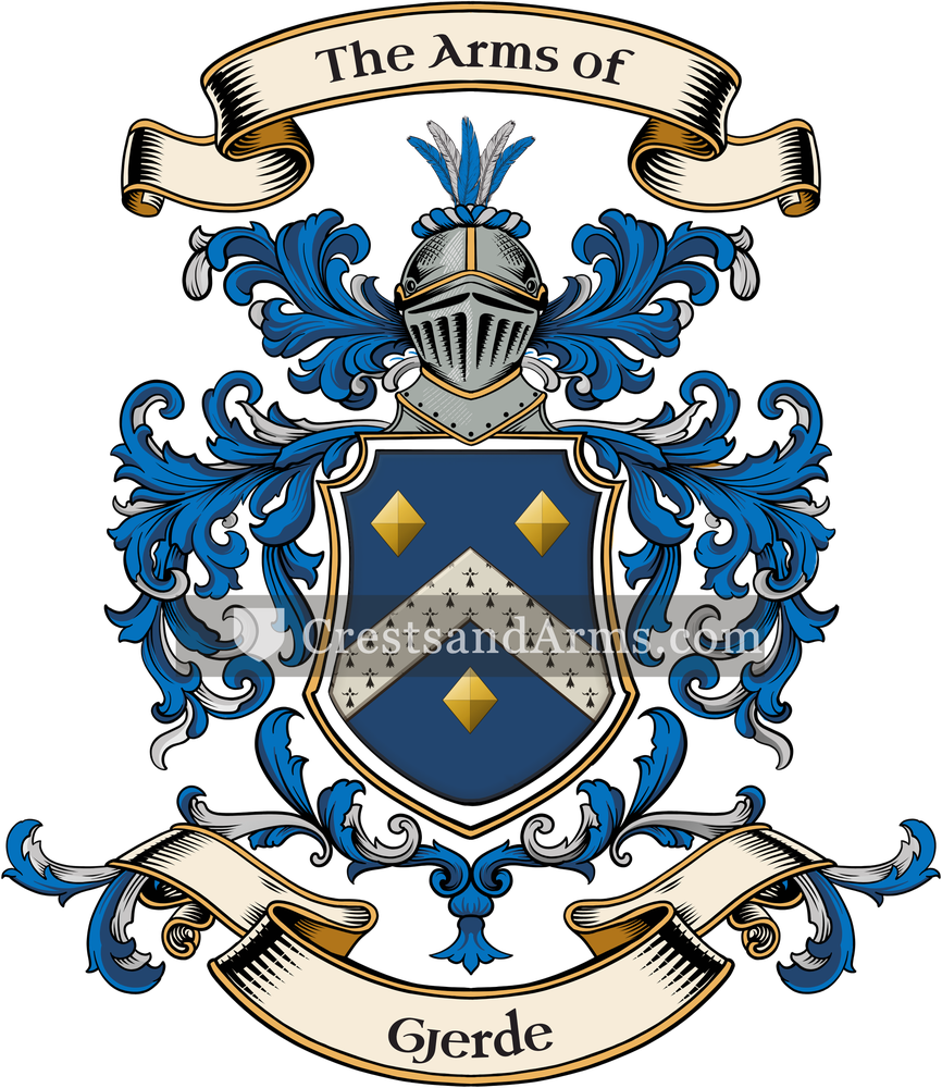 The Gjerde coat of arms, drawn from the recorded blazon
