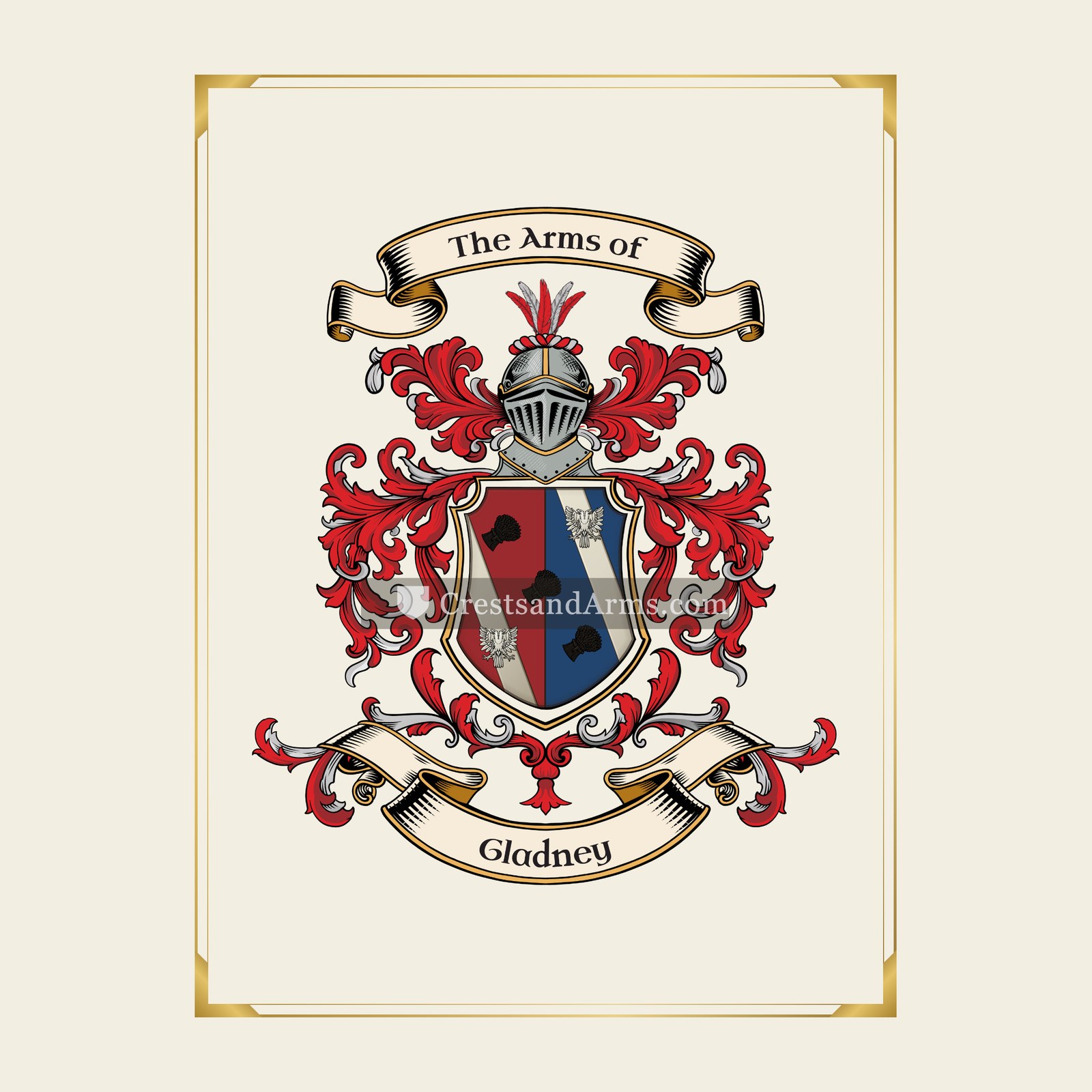 With gold border