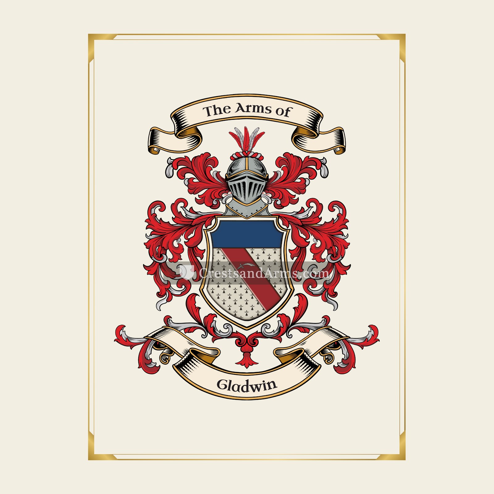 With gold border