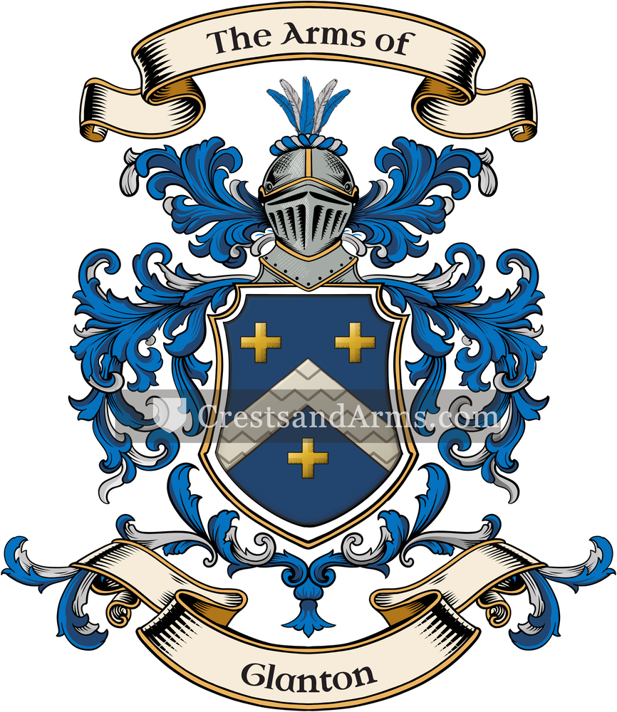 The Glanton coat of arms, drawn from the recorded blazon