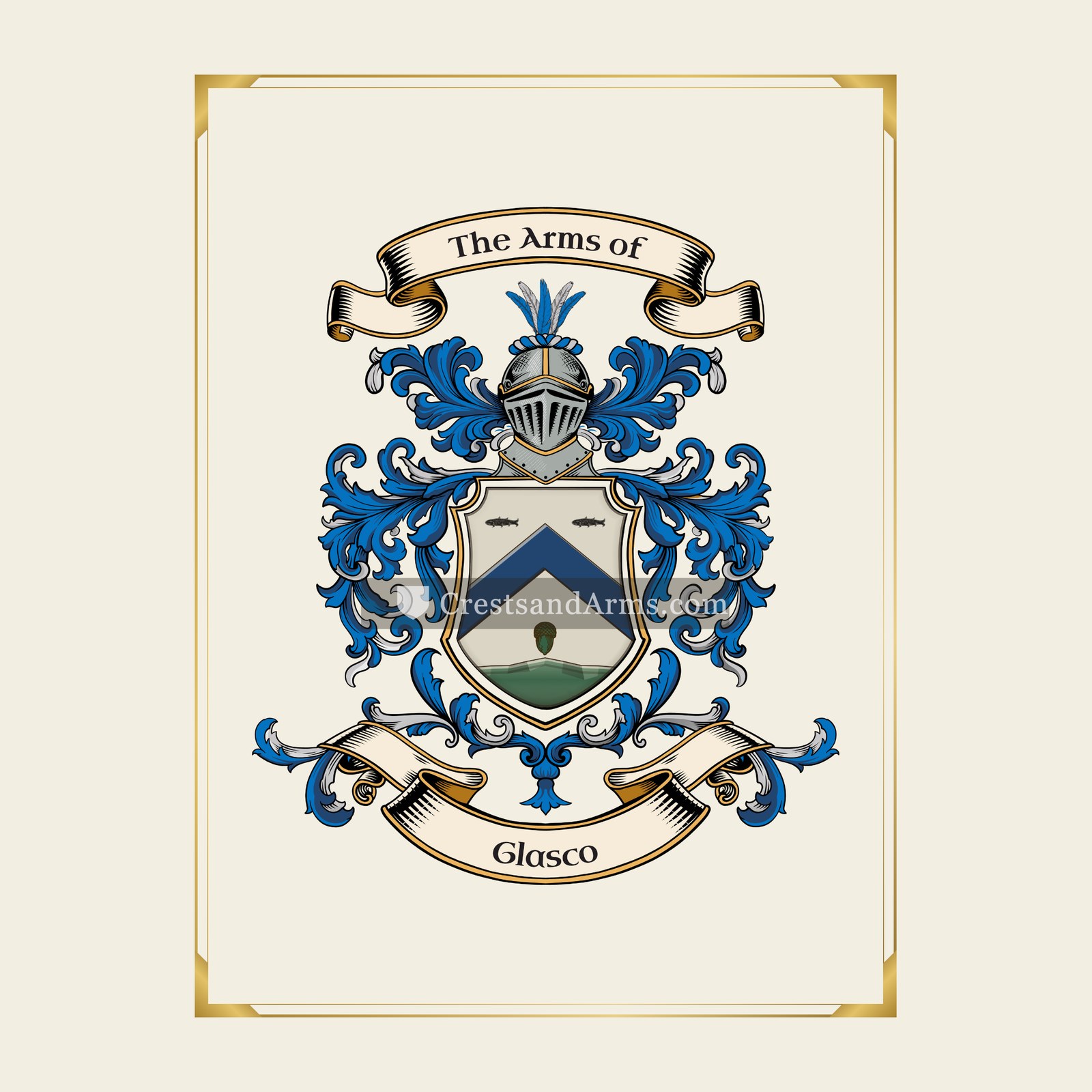With gold border