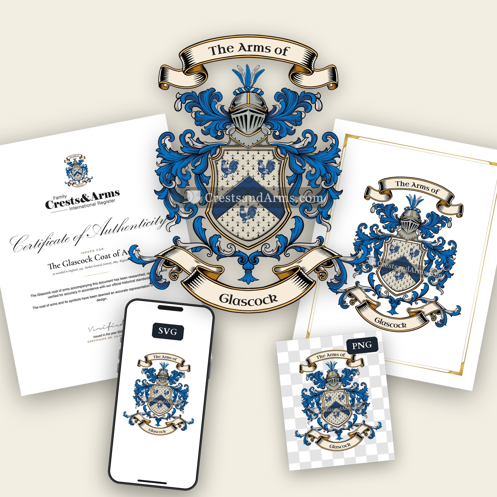The Glascock arms on the coat of arms — digital pack