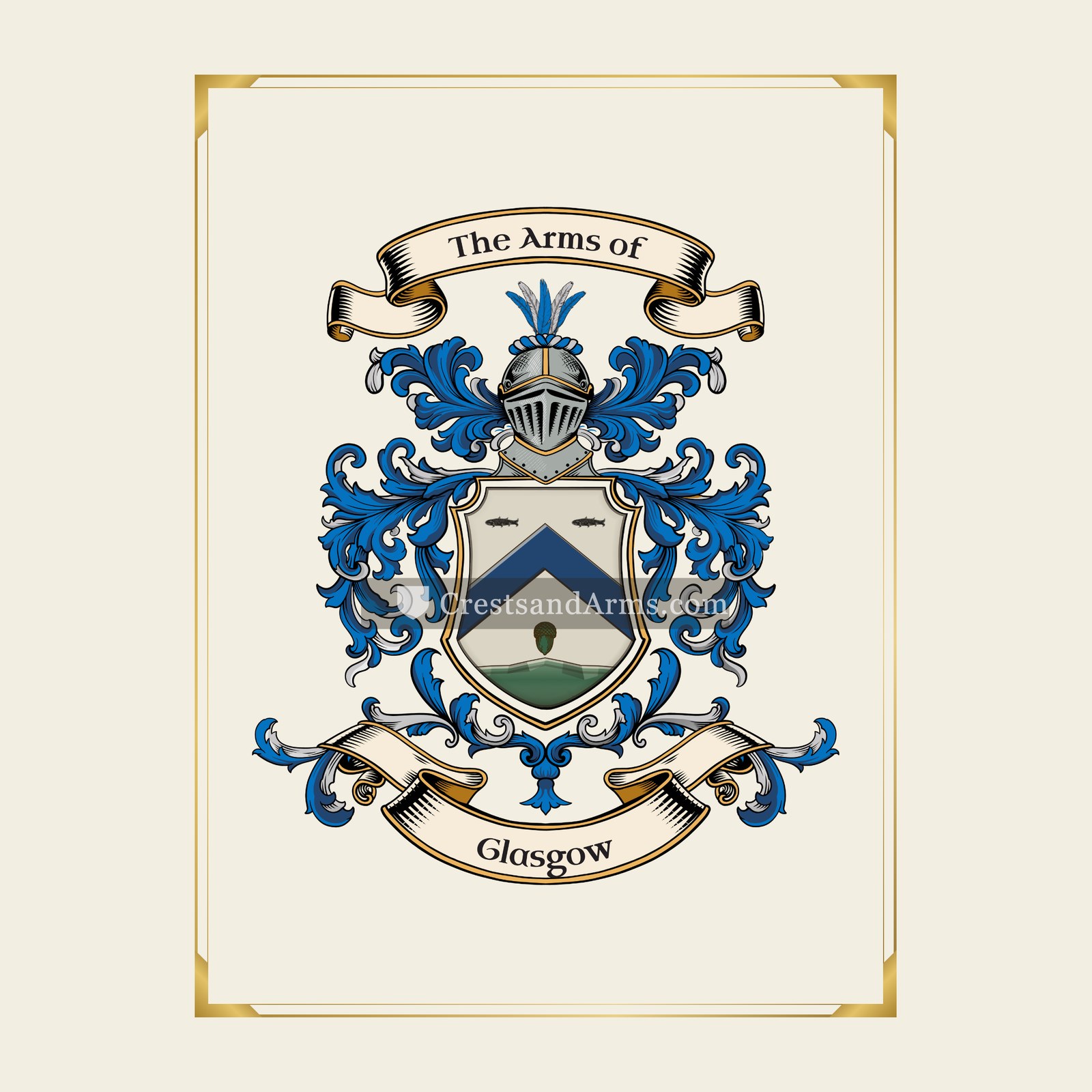 With gold border