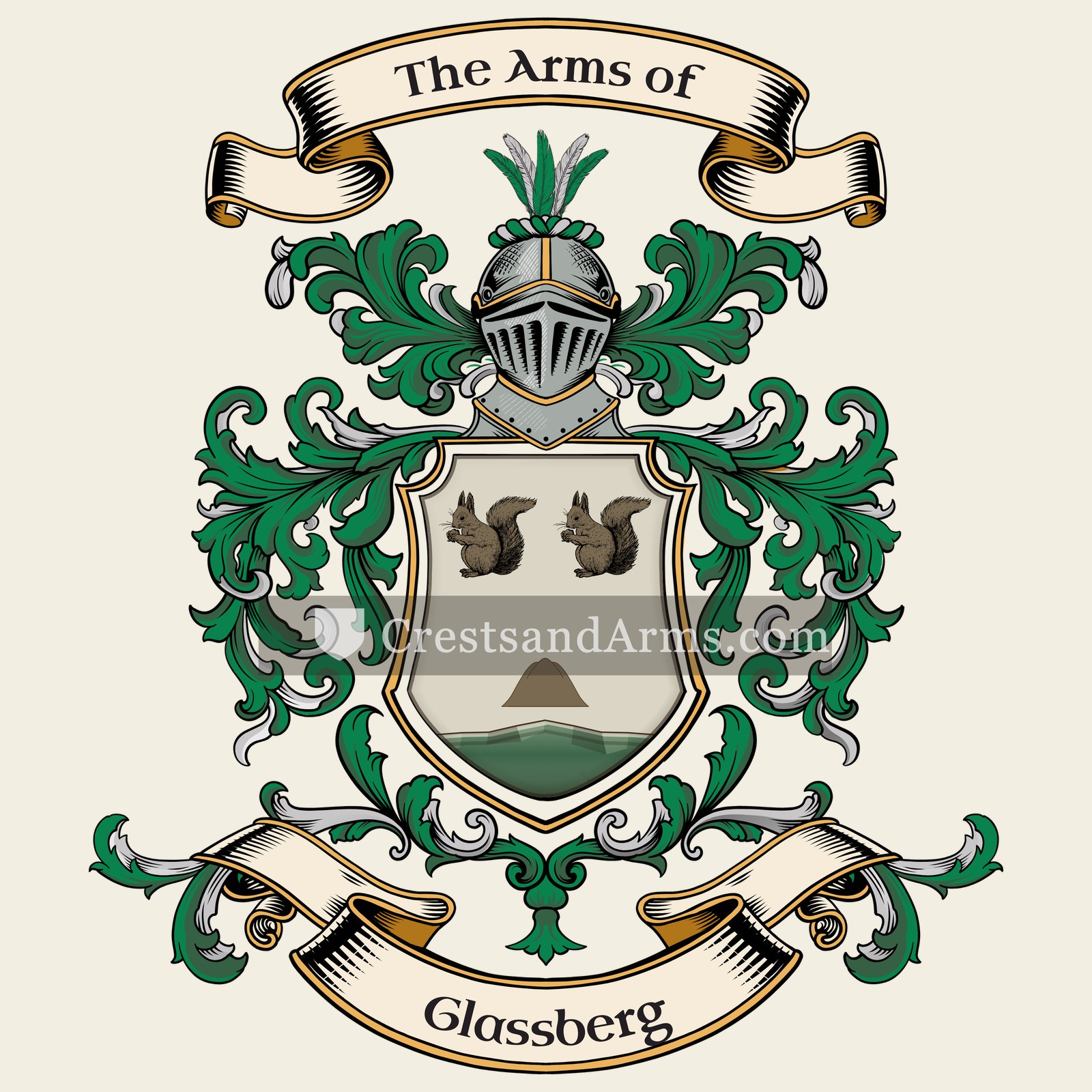 The Glassberg coat of arms, drawn from the recorded blazon