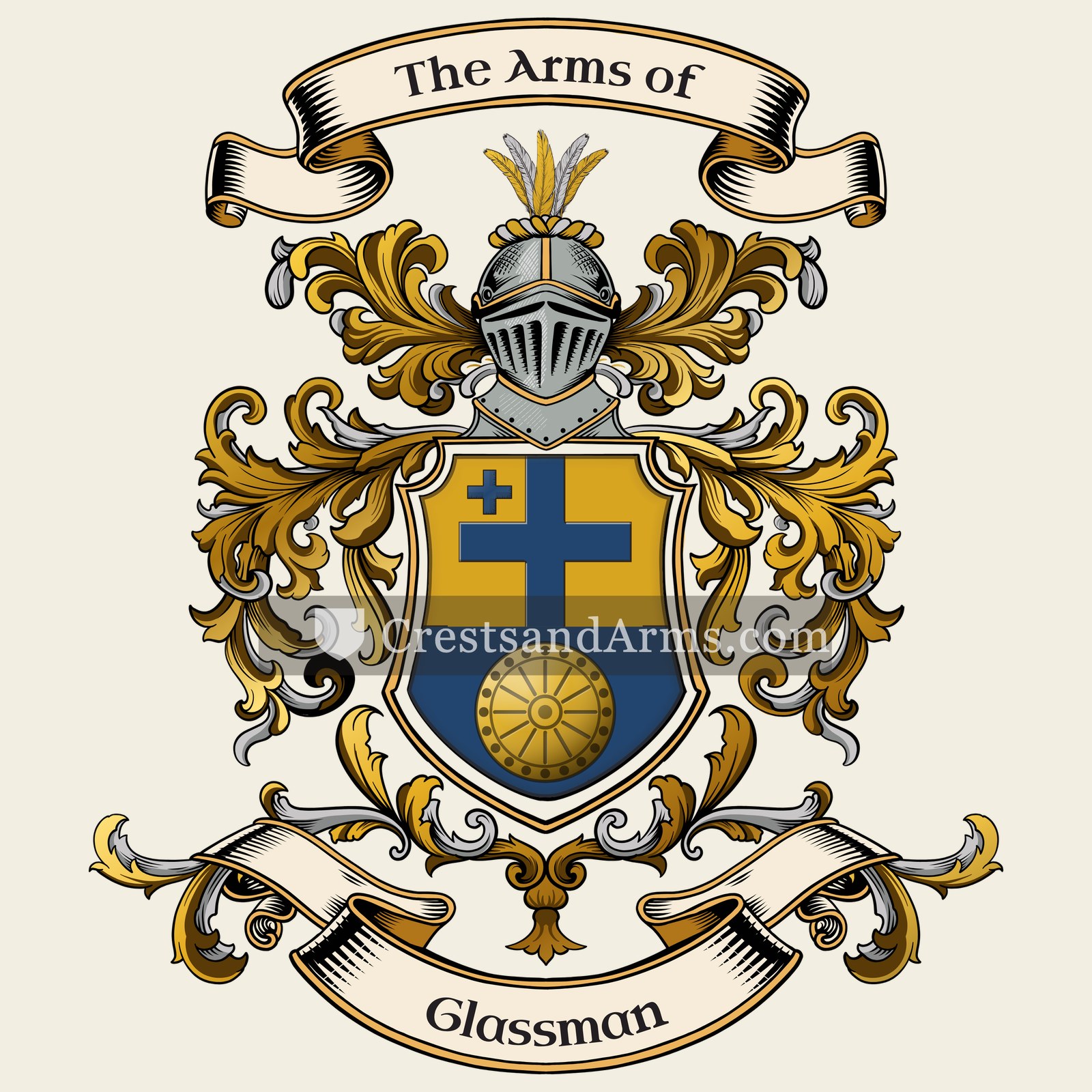 The Glassman coat of arms, drawn from the recorded blazon