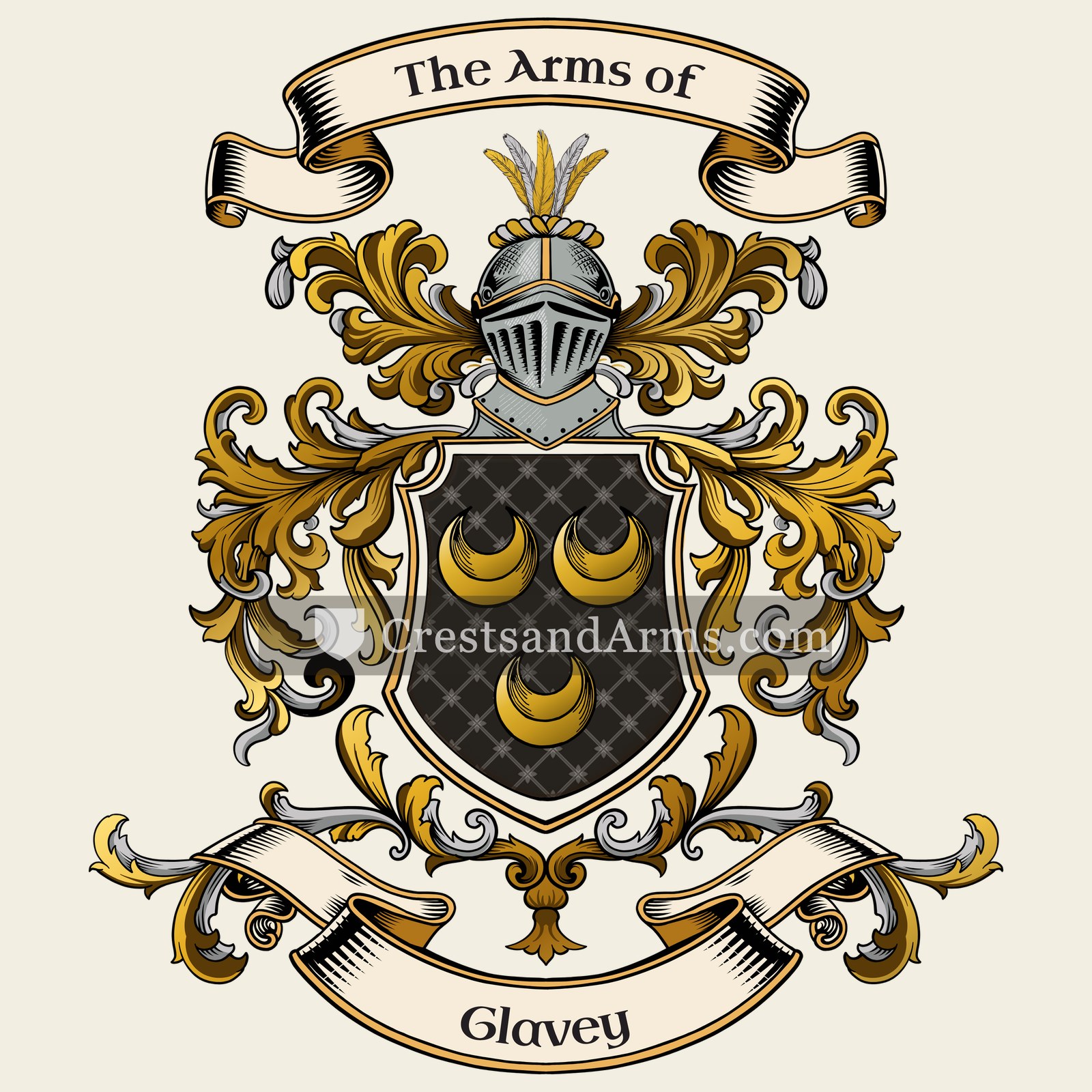 The Glavey coat of arms, drawn from the recorded blazon
