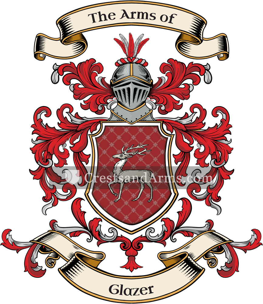 The Glazer coat of arms, drawn from the recorded blazon
