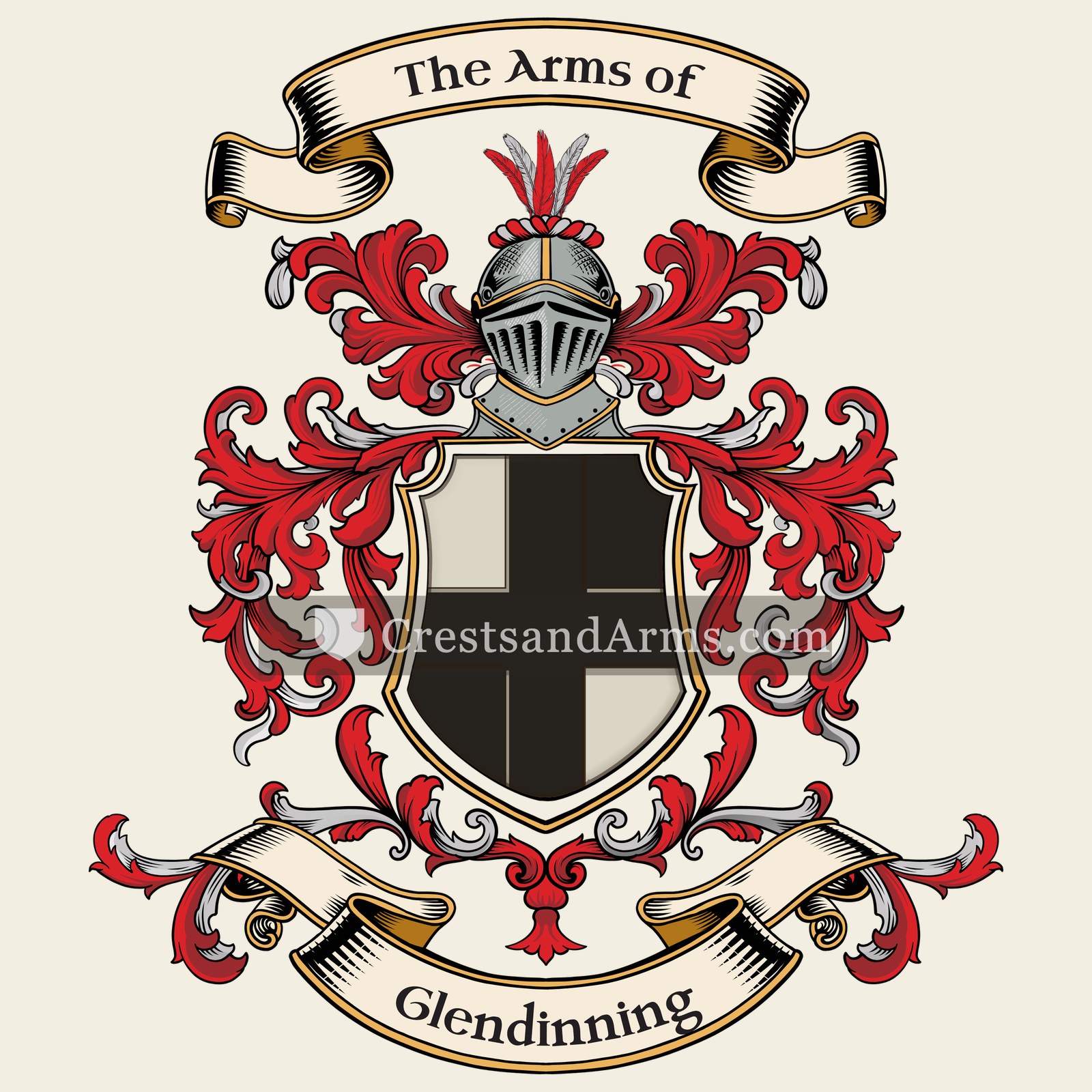 The Glendinning coat of arms, drawn from the recorded blazon
