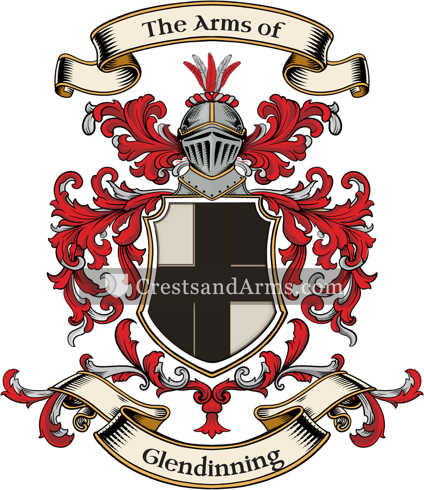 The Glendinning coat of arms, drawn from the recorded blazon