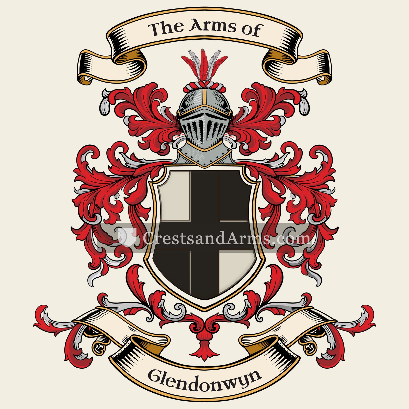 The Glendonwyn coat of arms, drawn from the recorded blazon